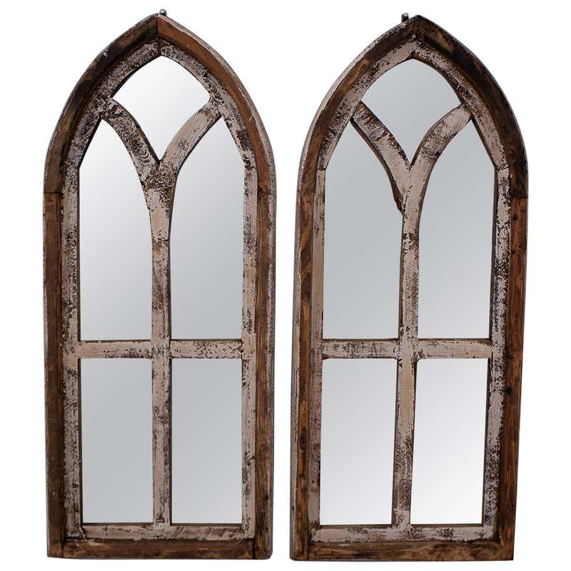 Pair Small Arched Wood Window Frames with Mirrors at 1stDibs | small ...