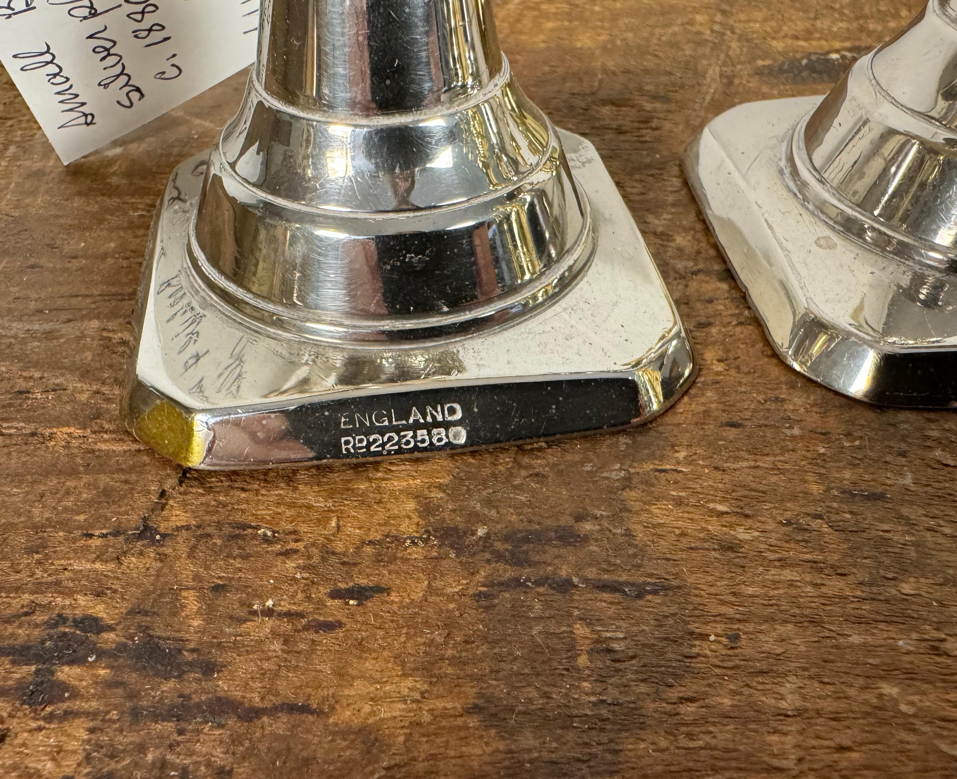 English Pair Small Beehive & Diamond Brass Candlesticks