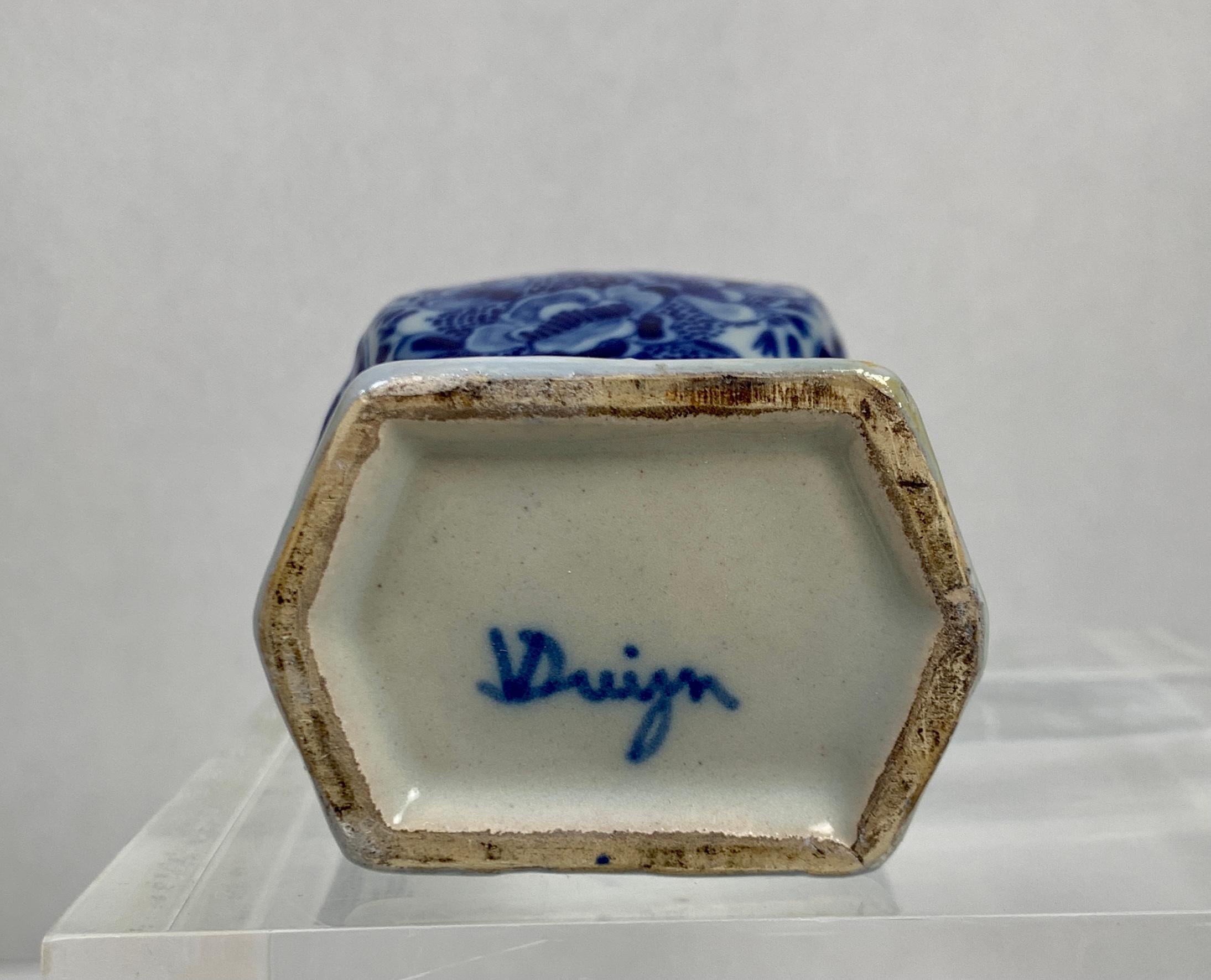 18th Century Pair Small Blue and White Delft Vases Made Netherlands, Circa 1790