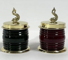 Pair Small Brass Cigarette Jars