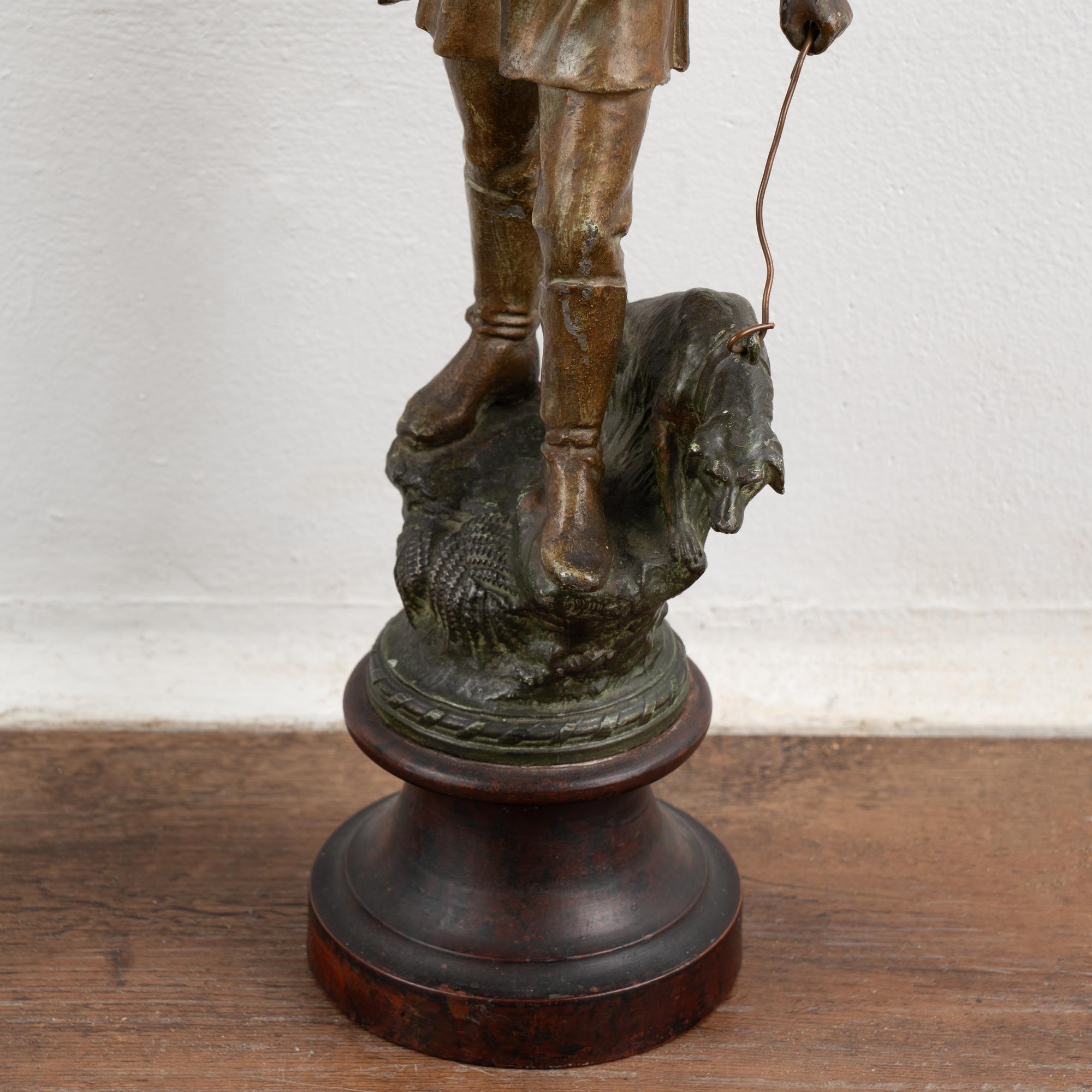 20th Century Pair, Small Bronze Statues of Hunters, Denmark circa 1900 For Sale