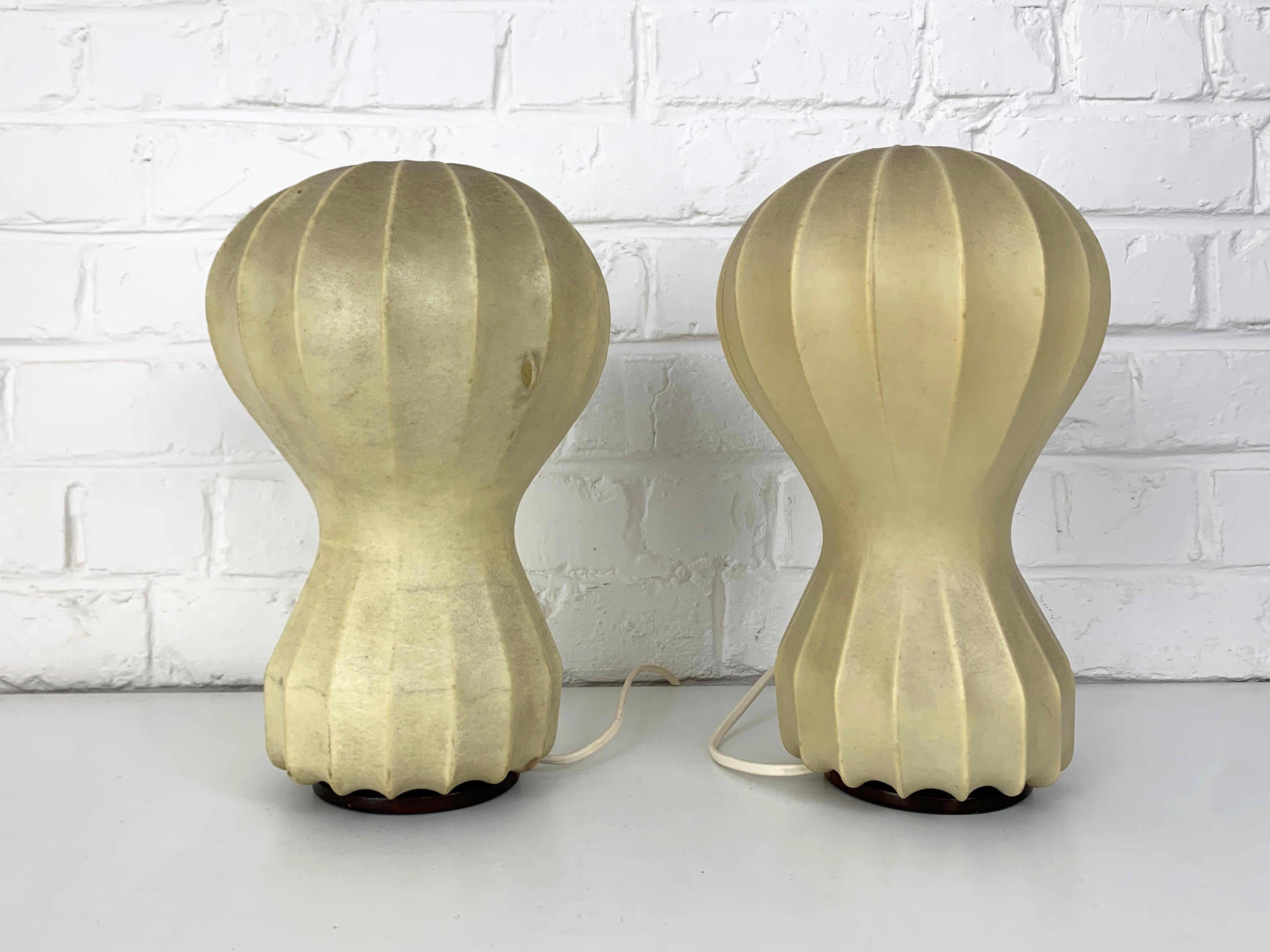 Pair small cocoon Gatto Table Lamps Achille & Pier Castiglioni Flos Italy 1960 8