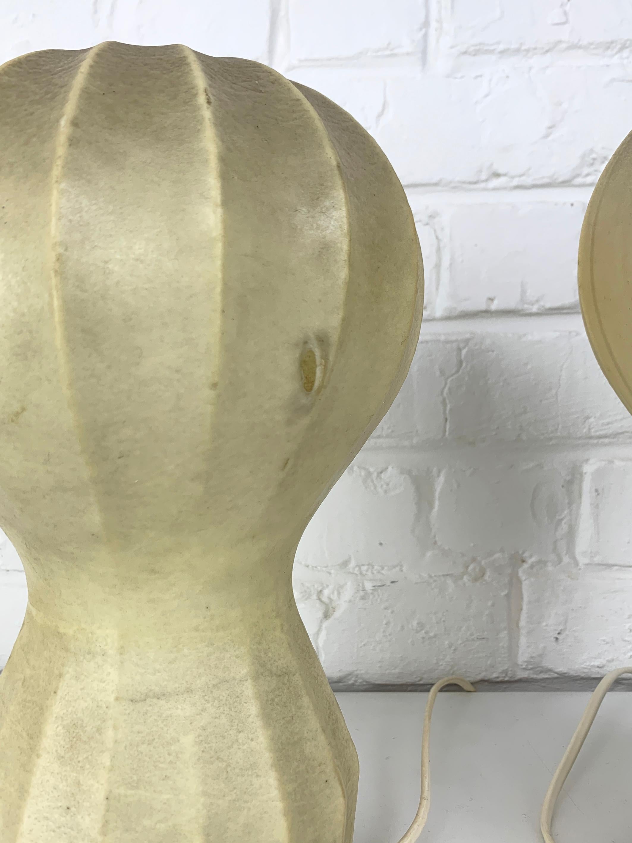 Pair small cocoon Gatto Table Lamps Achille & Pier Castiglioni Flos Italy 1960 11