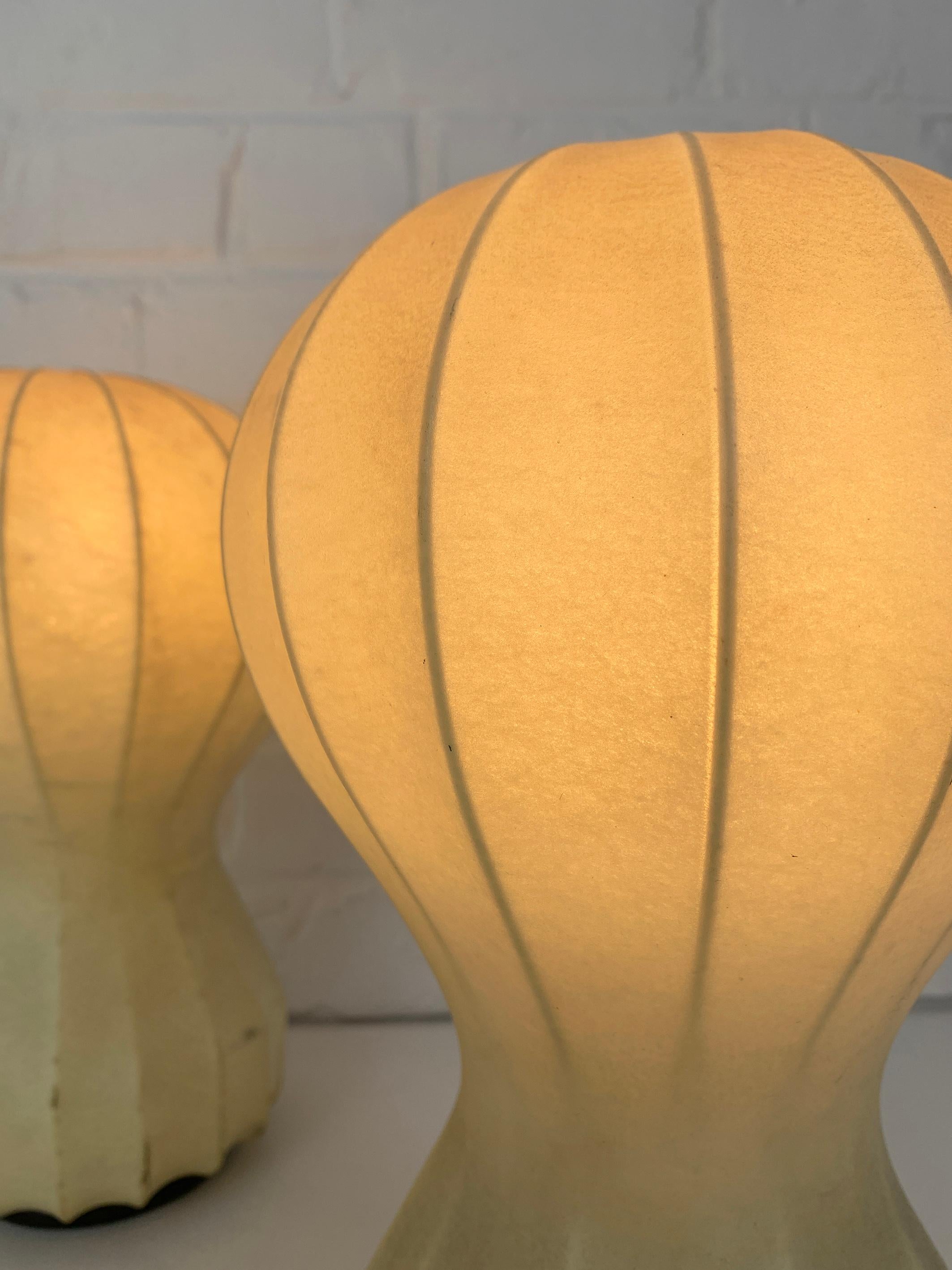 Italian Pair small cocoon Gatto Table Lamps Achille & Pier Castiglioni Flos Italy 1960