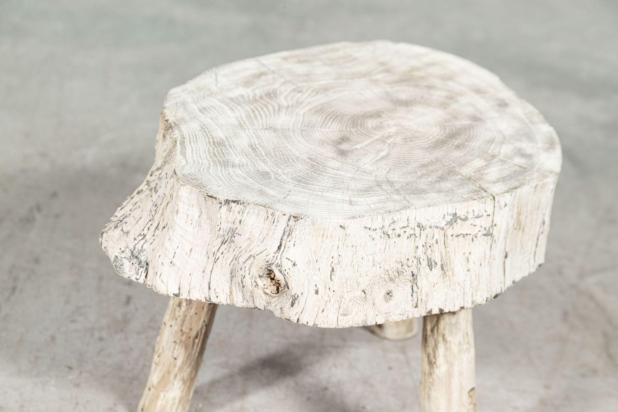 Pair Small French Bleached Elm Side Tables / Stools In Good Condition For Sale In Staffordshire, GB