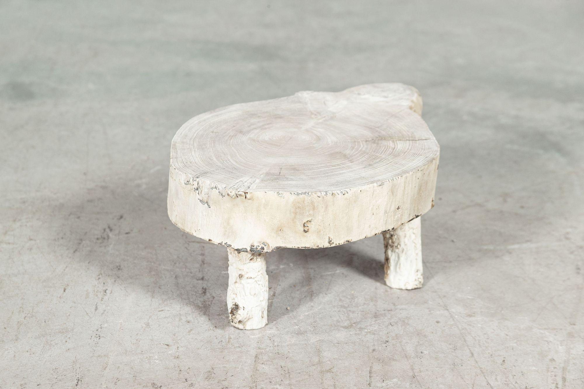 20th Century Pair Small French Bleached Elm Side Tables/Stools For Sale