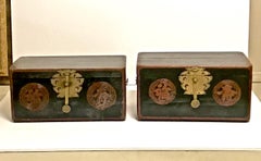 Pair of Small Asian Lacquer Boxes or Trunks, Late 19th Century