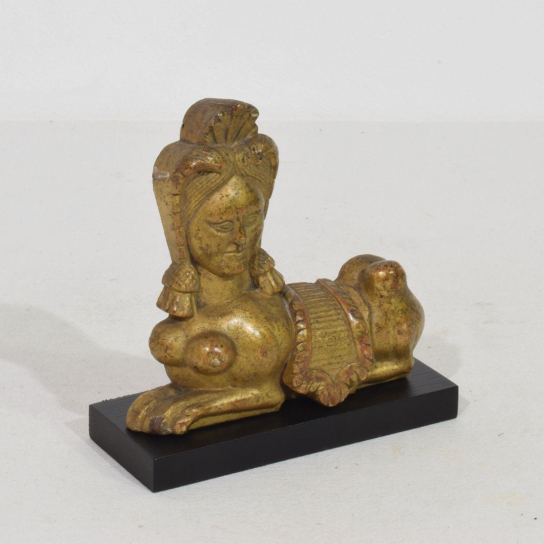 Pair Small Late 18th Century French Neoclassical Giltwood Mythical Figures For Sale 7
