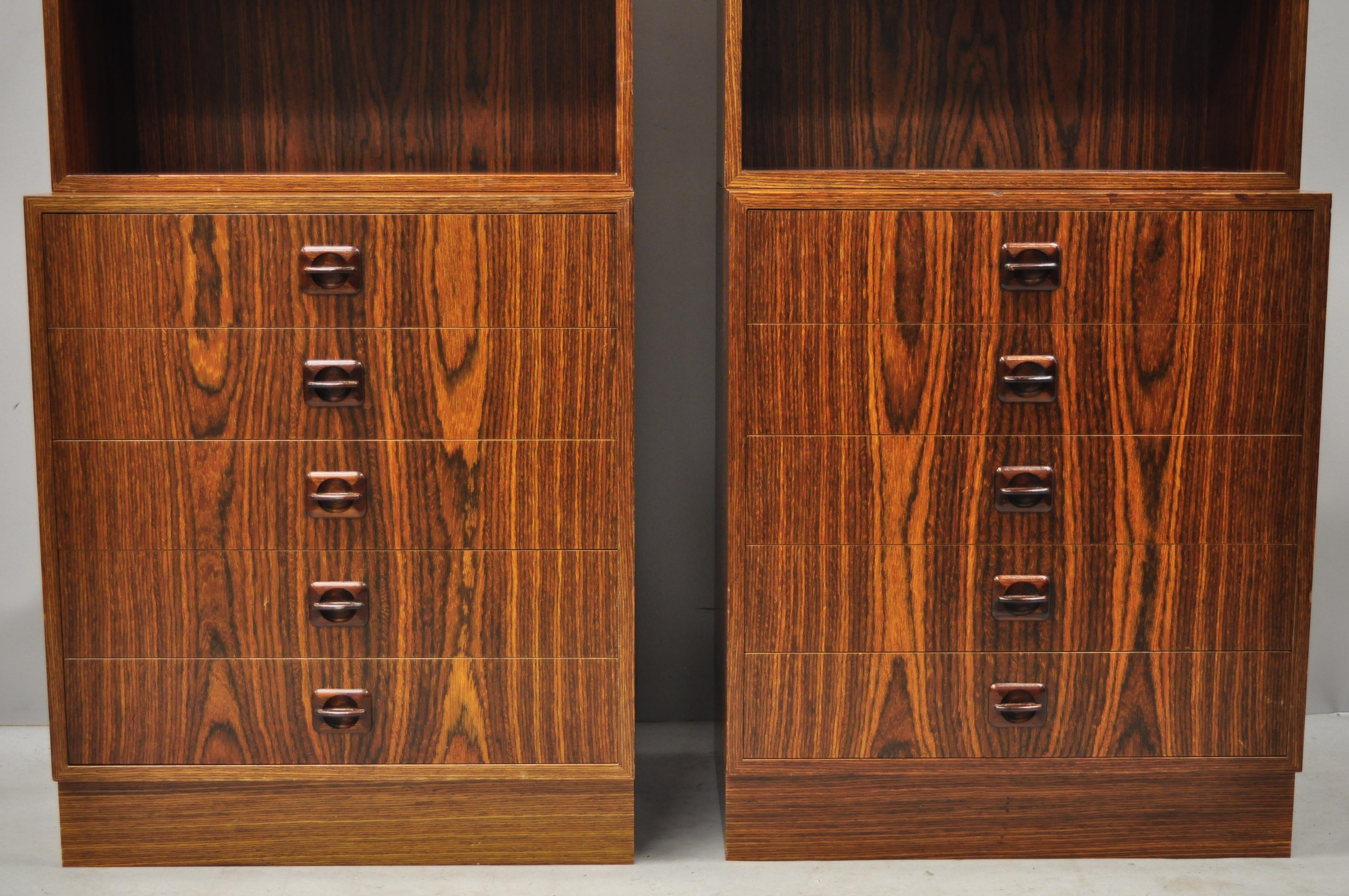 Mid-Century Modern Pair of Small Midcentury Danish Modern Rosewood Modular Bookcase Chest Shelf