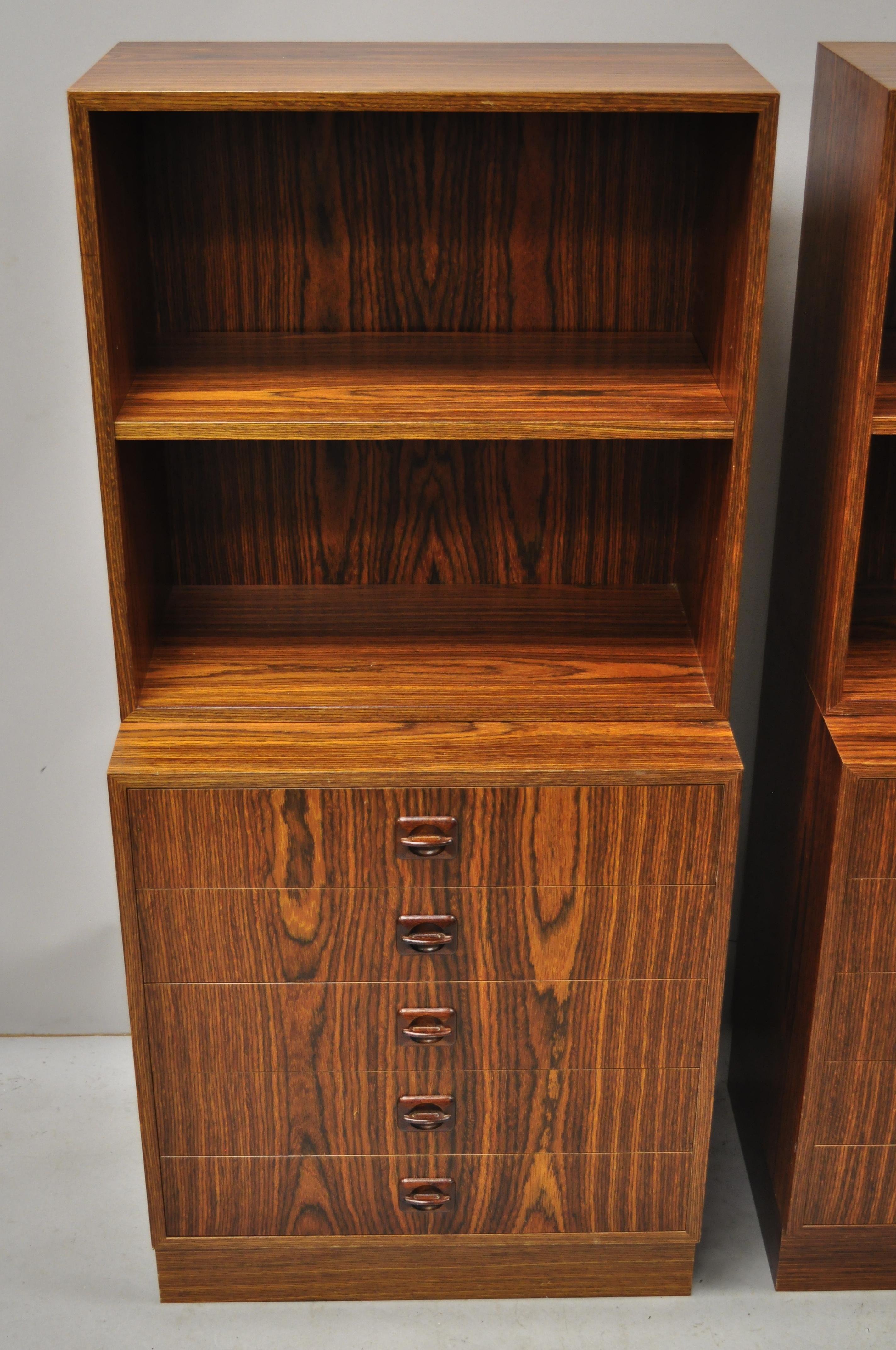 20th Century Pair of Small Midcentury Danish Modern Rosewood Modular Bookcase Chest Shelf