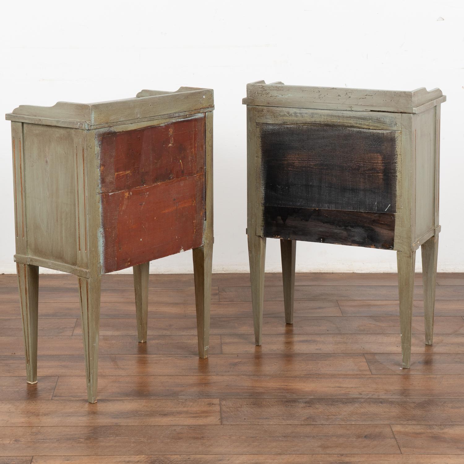 Pair, Small Painted Cabinets or Nightstands on Tapered Legs, Sweden circa 1890 6
