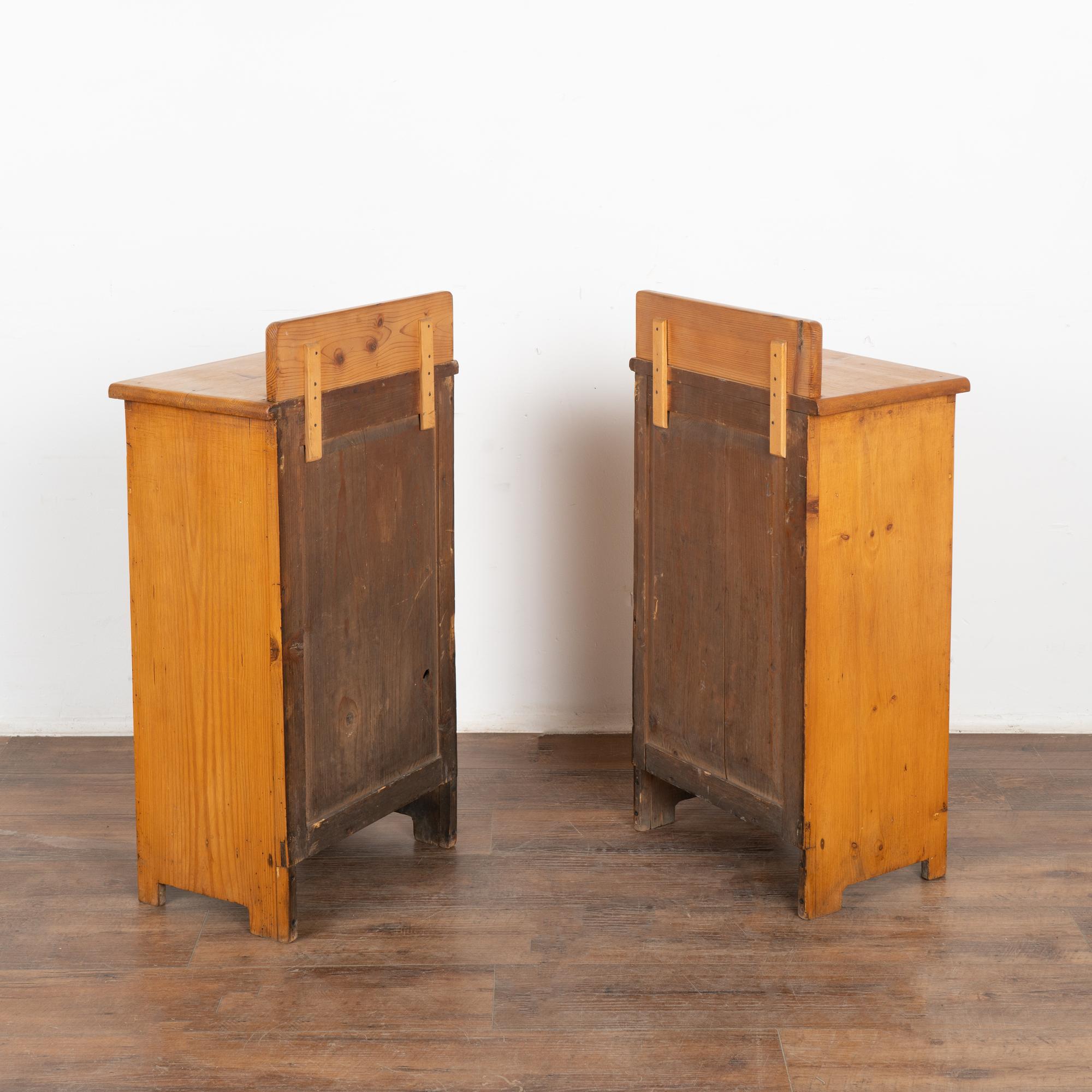 Pair, Small Pine Nightstands, Hungary circa 1900's For Sale 5