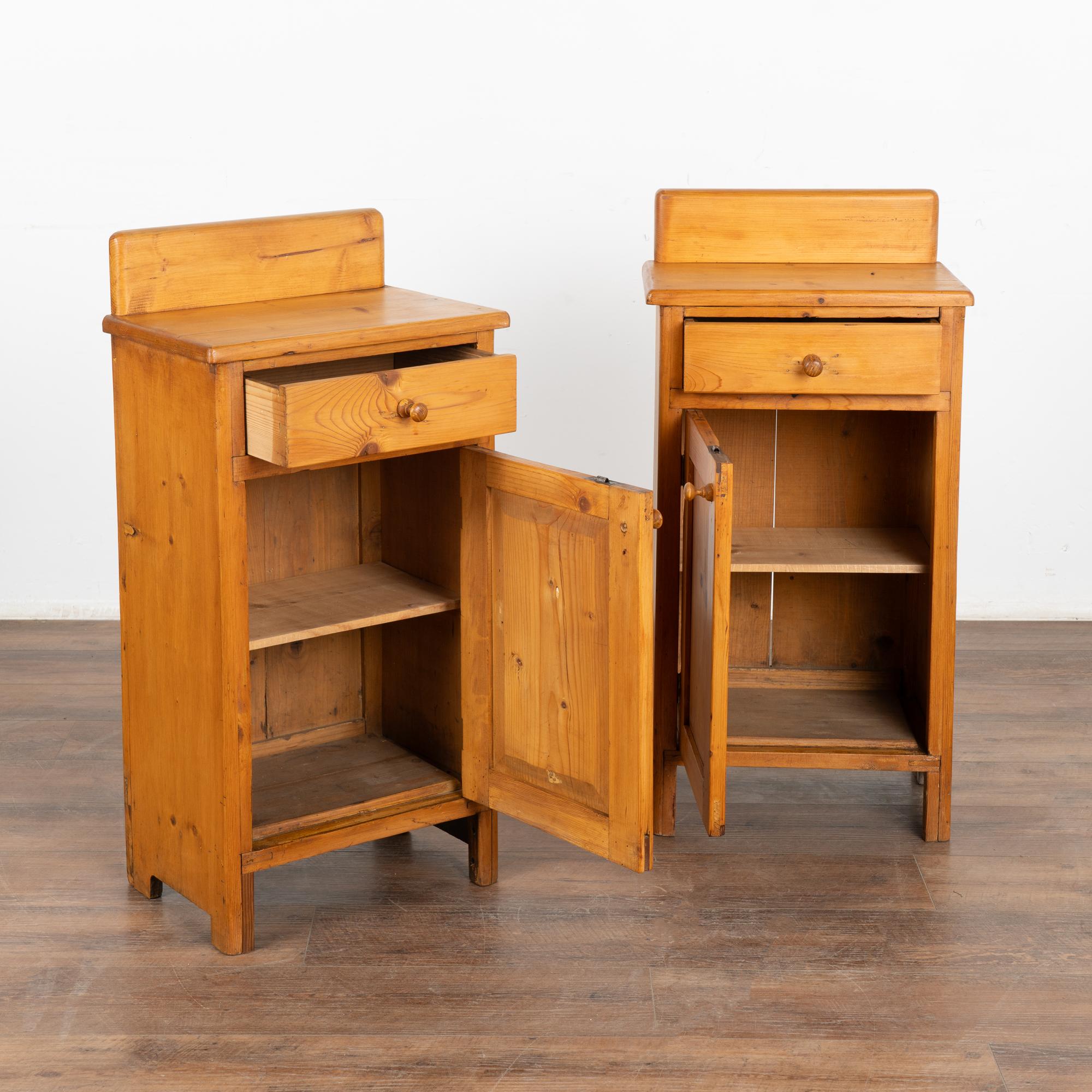 Country Pair, Small Pine Nightstands, Hungary circa 1900's For Sale
