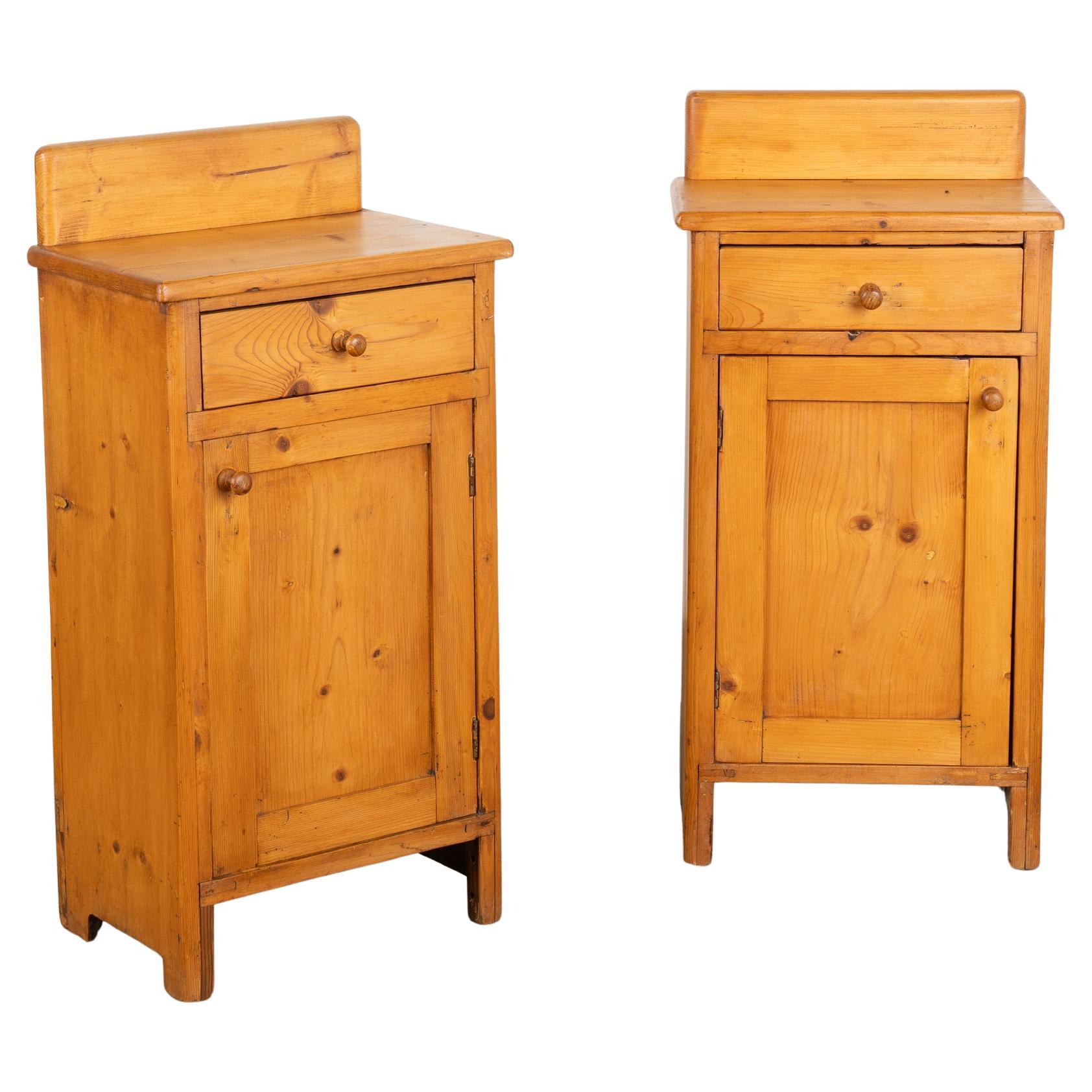 Pair, Small Pine Nightstands, Hungary circa 1900's For Sale
