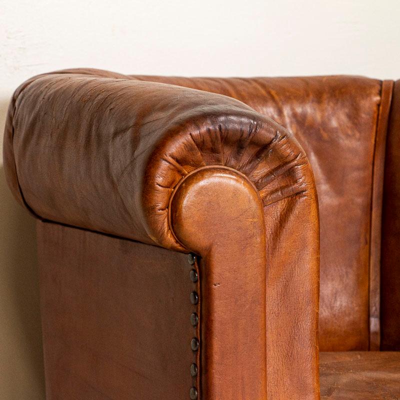 Pair of Small Scale Vintage Leather Club Chairs from England In Good Condition In Round Top, TX