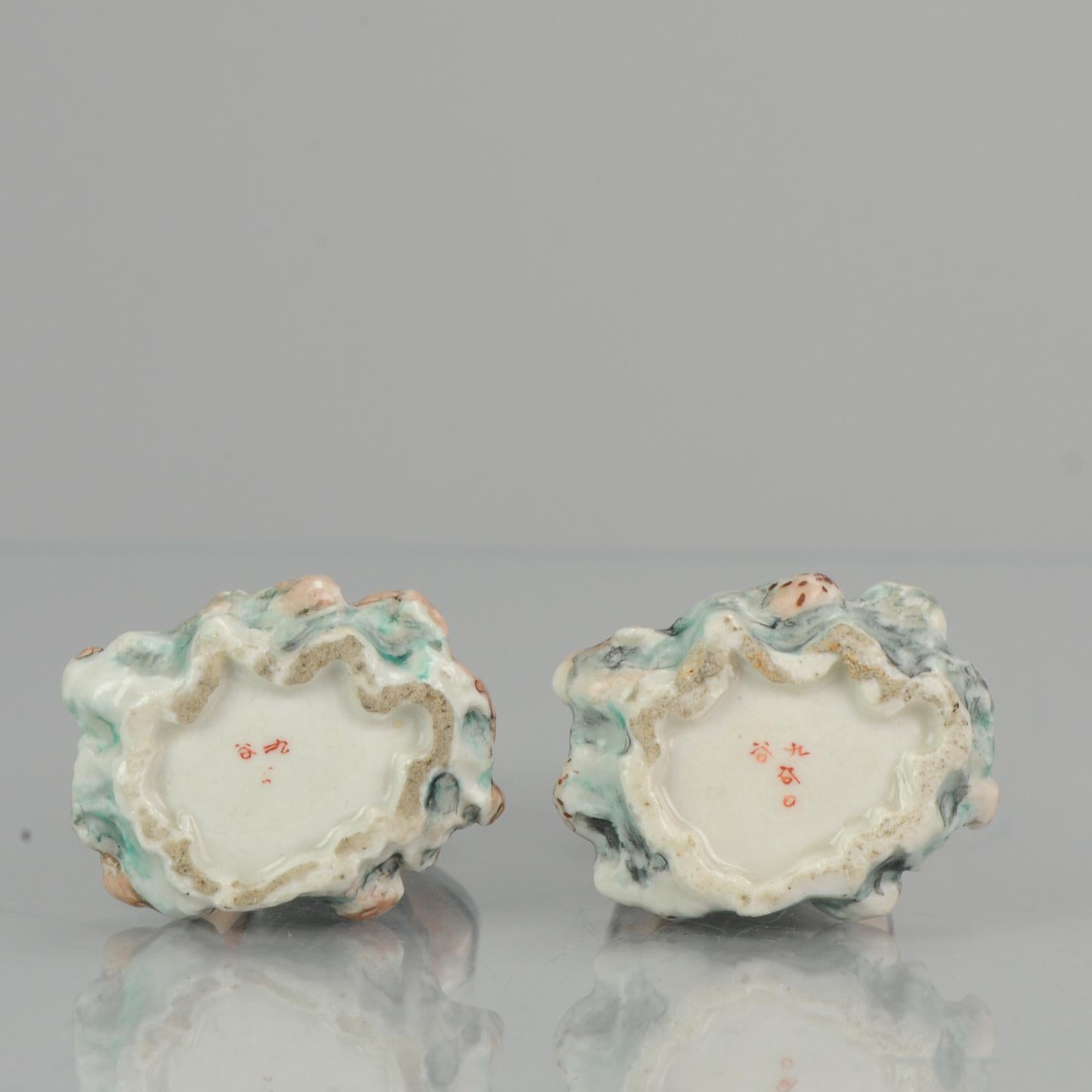Meiji Pair Small Statues Antique ca 1900 Japanese Kutani Figures Japan Wise Man For Sale