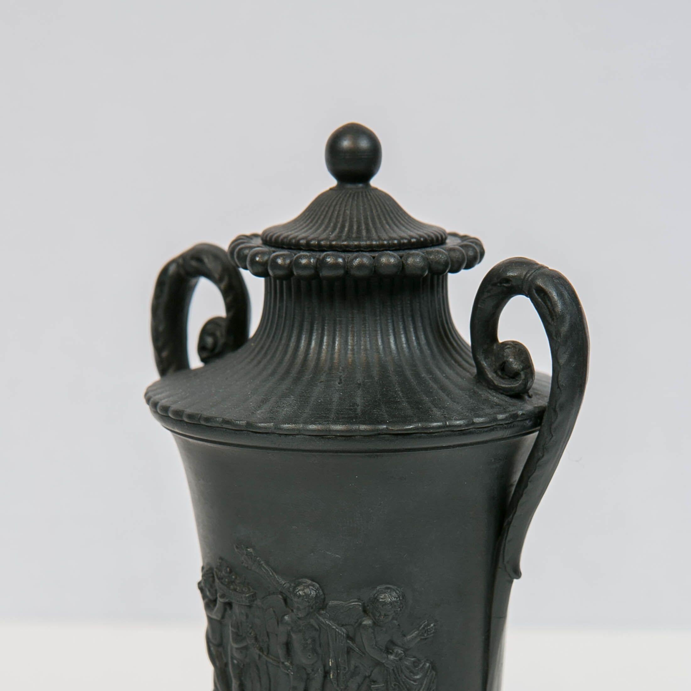 Stoneware Pair of Small Wedgwood Black Basalt Vases Made circa 1800
