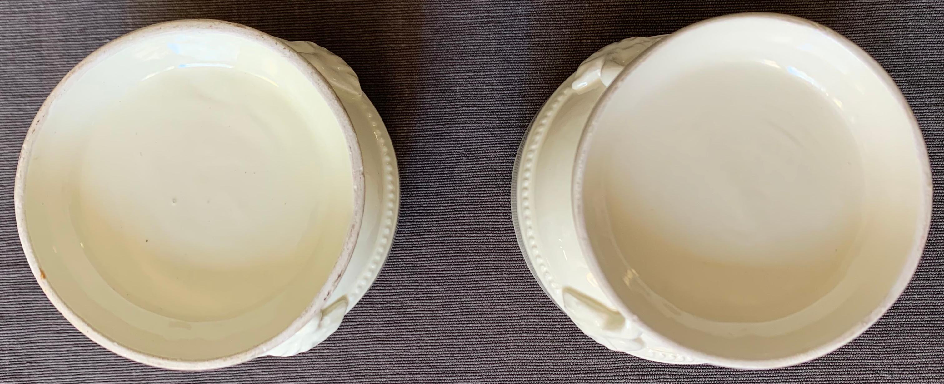 18th Century Pair of Small White Dolphin Bowls For Sale