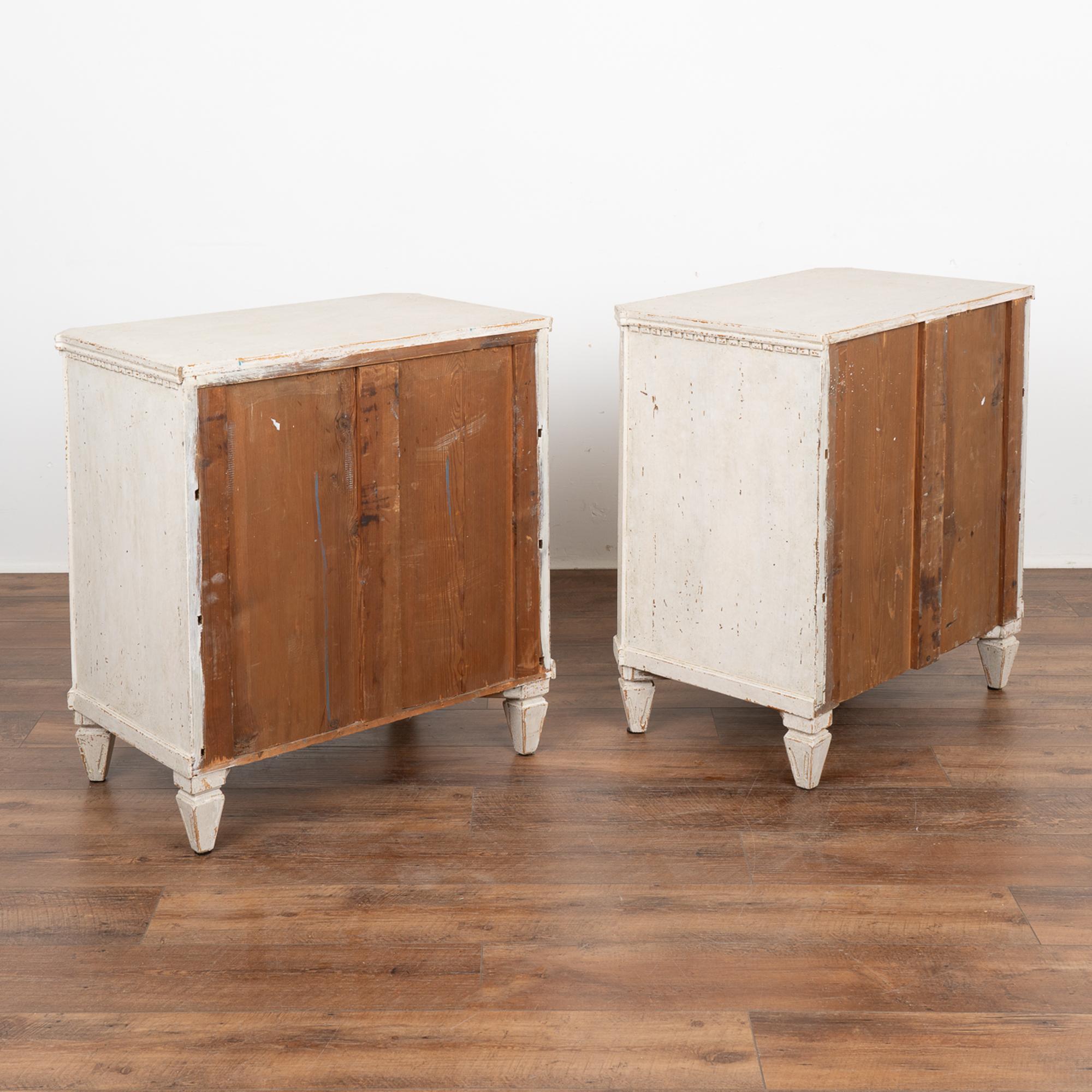 Pair, Small White Painted Gustavian Chest of Drawers, Sweden circa 1840-60 5