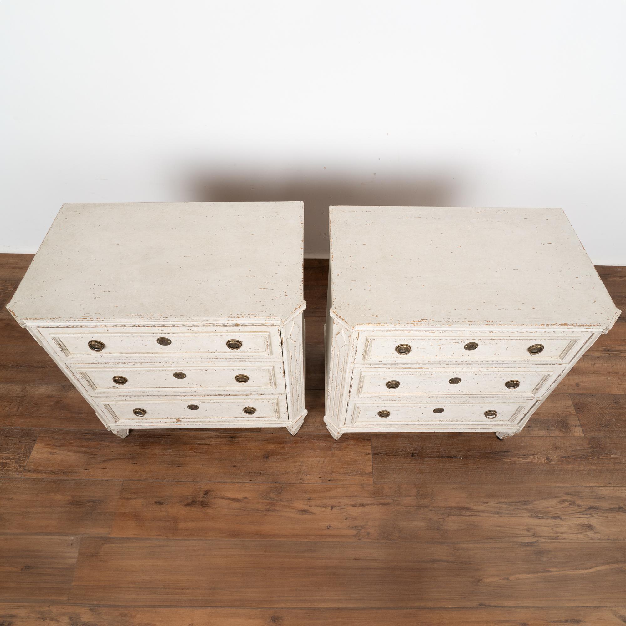 19th Century Pair, Small White Painted Gustavian Chest of Drawers, Sweden circa 1840-60
