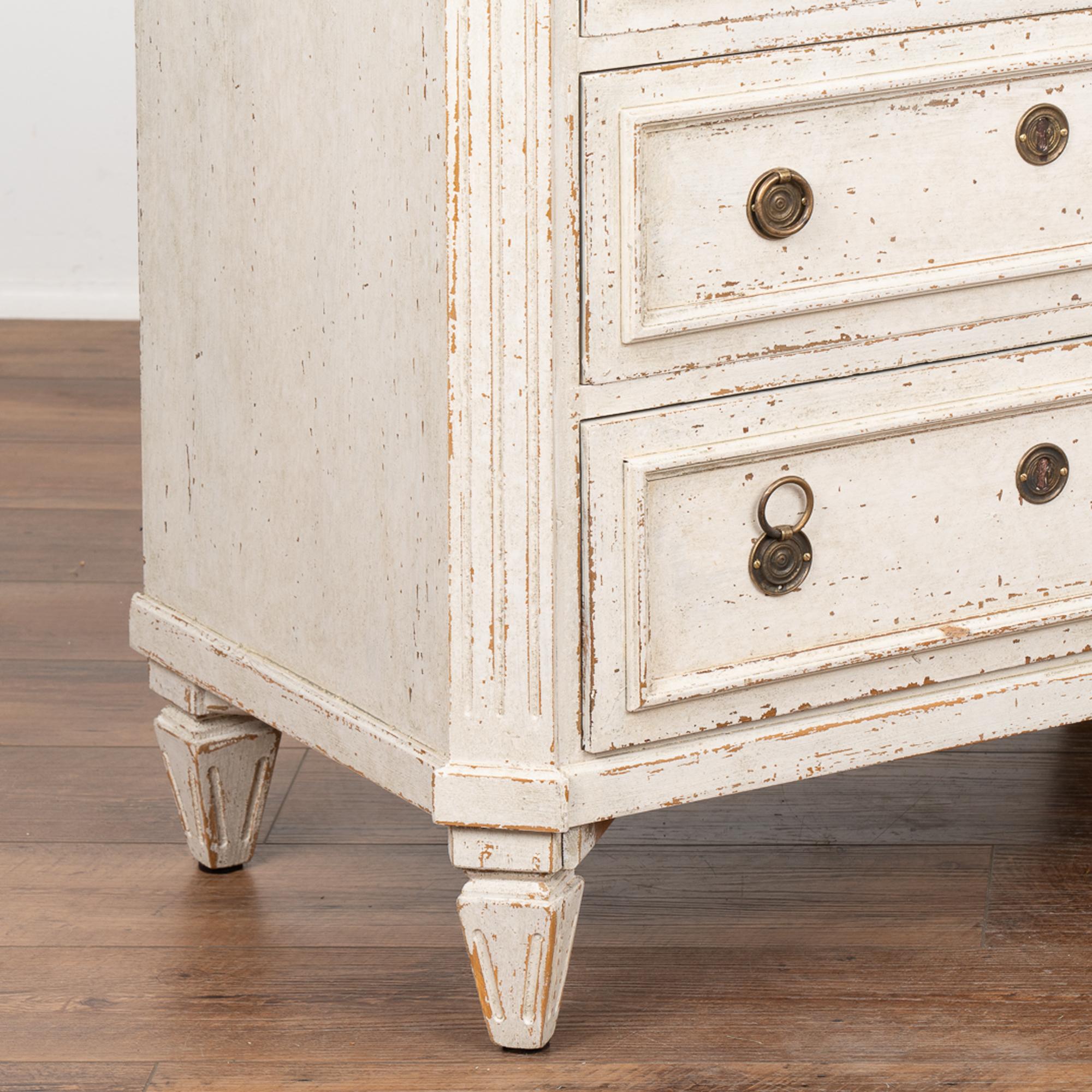 Pair, Small White Painted Gustavian Chest of Drawers, Sweden circa 1840-60 1