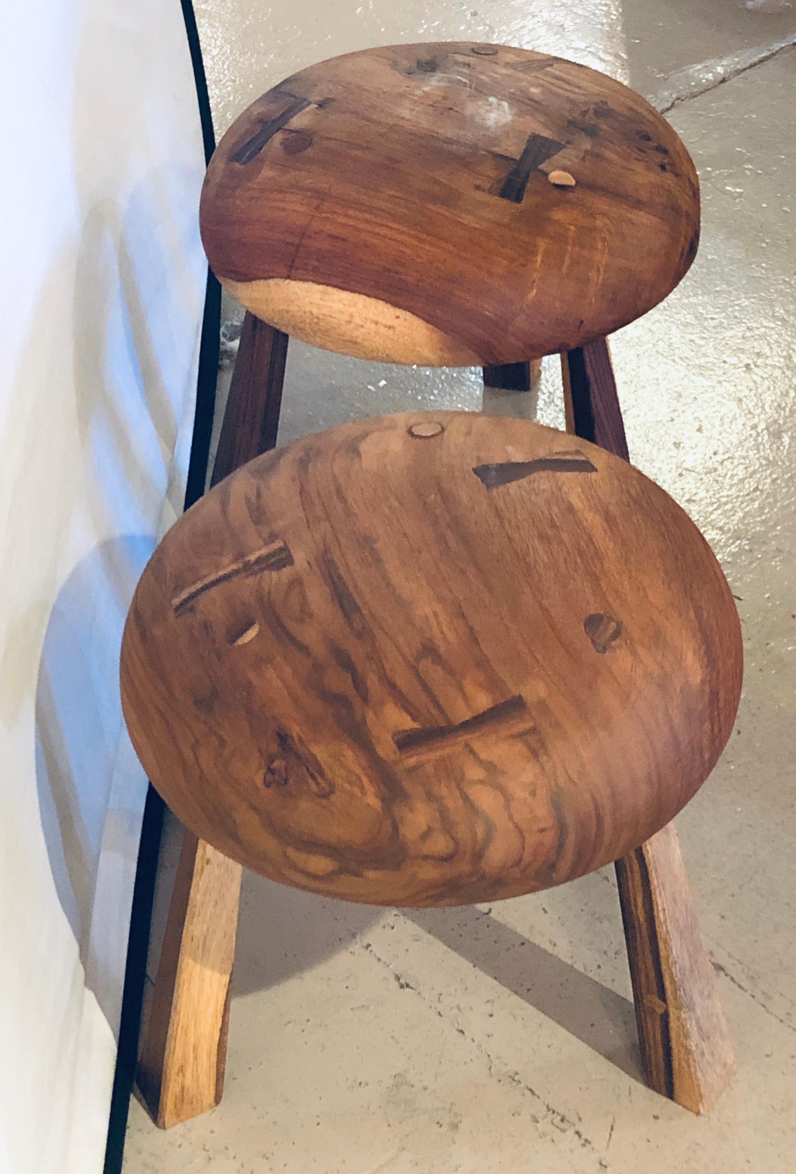 Pair of Small Wood Mushroom Stools in the Manner of Nakashima 2
