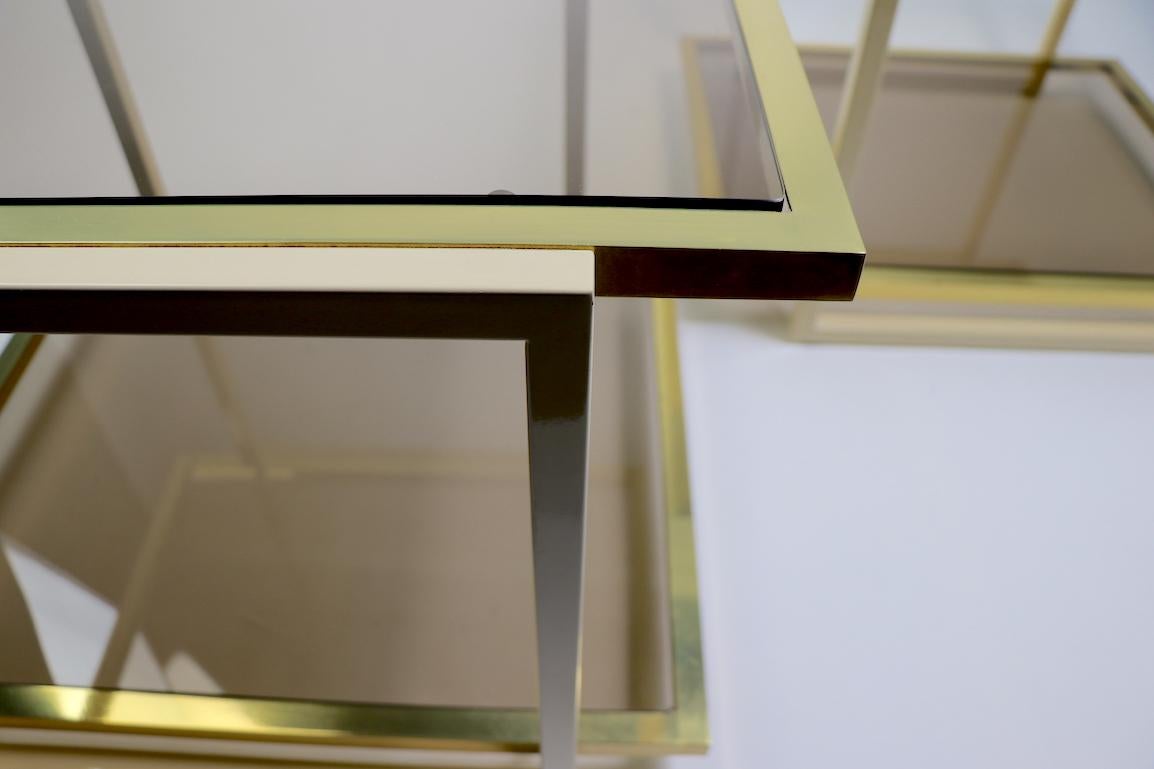 Pair Smoked Glass and Brass Tables by Tommaso Barbi For Sale 10