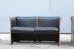 Pair of Sofa Cassina Mario Bellini Black Skin Italian Design Minimal Razional