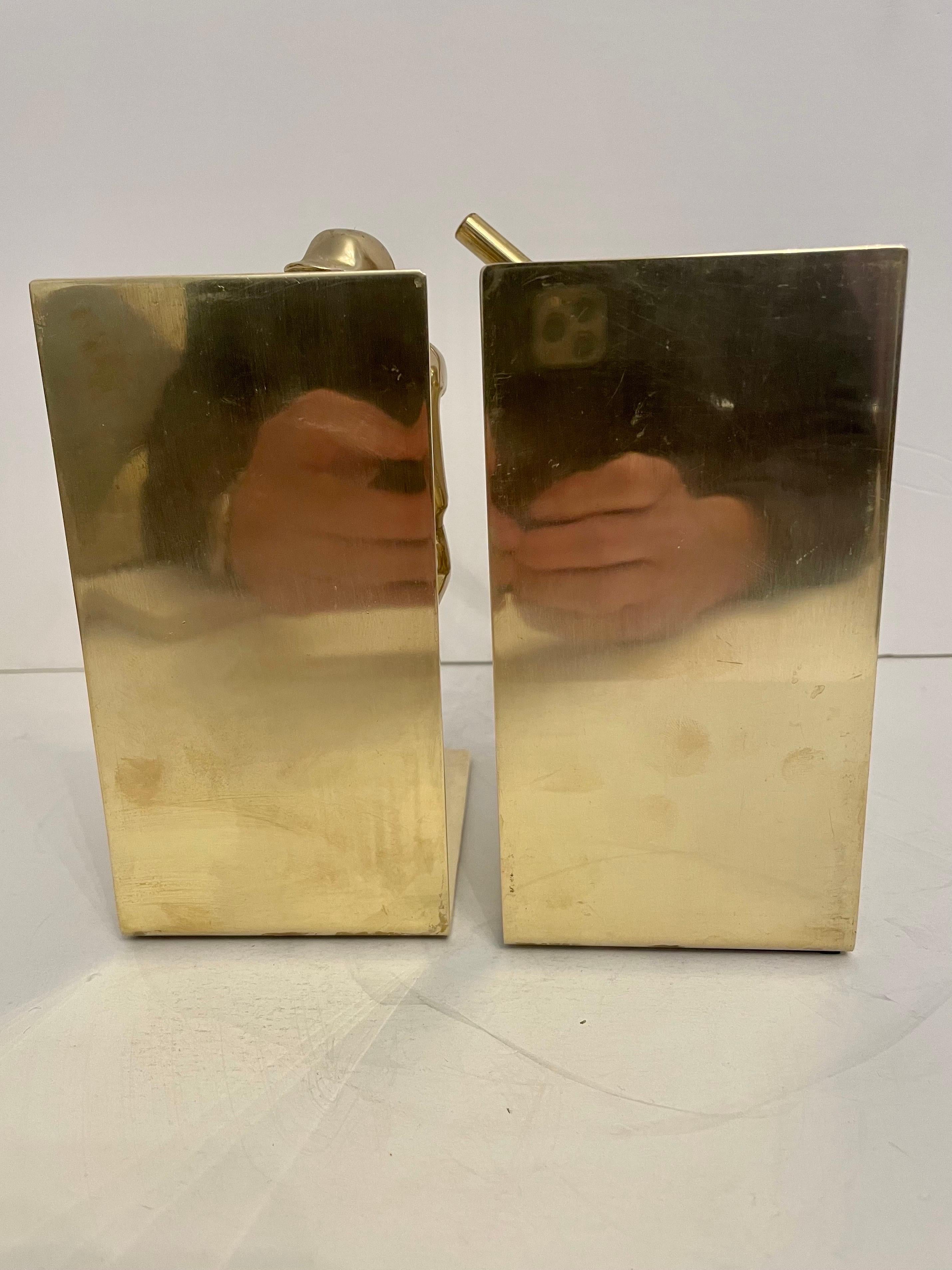 Pair Solid Brass Baseball Players Bookends For Sale 1