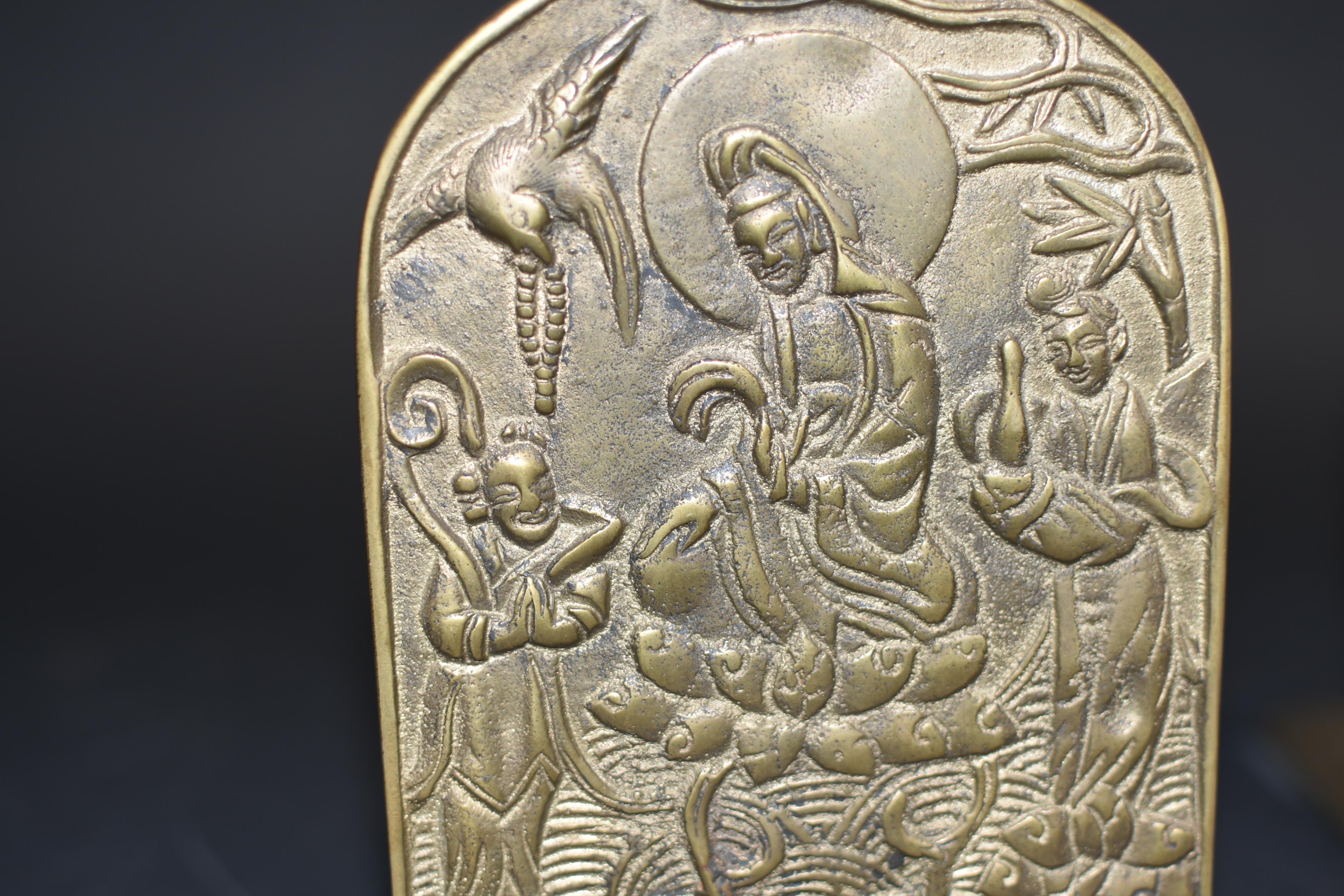 Pair Solid Brass Buddhist Guan Yin Bookends  5