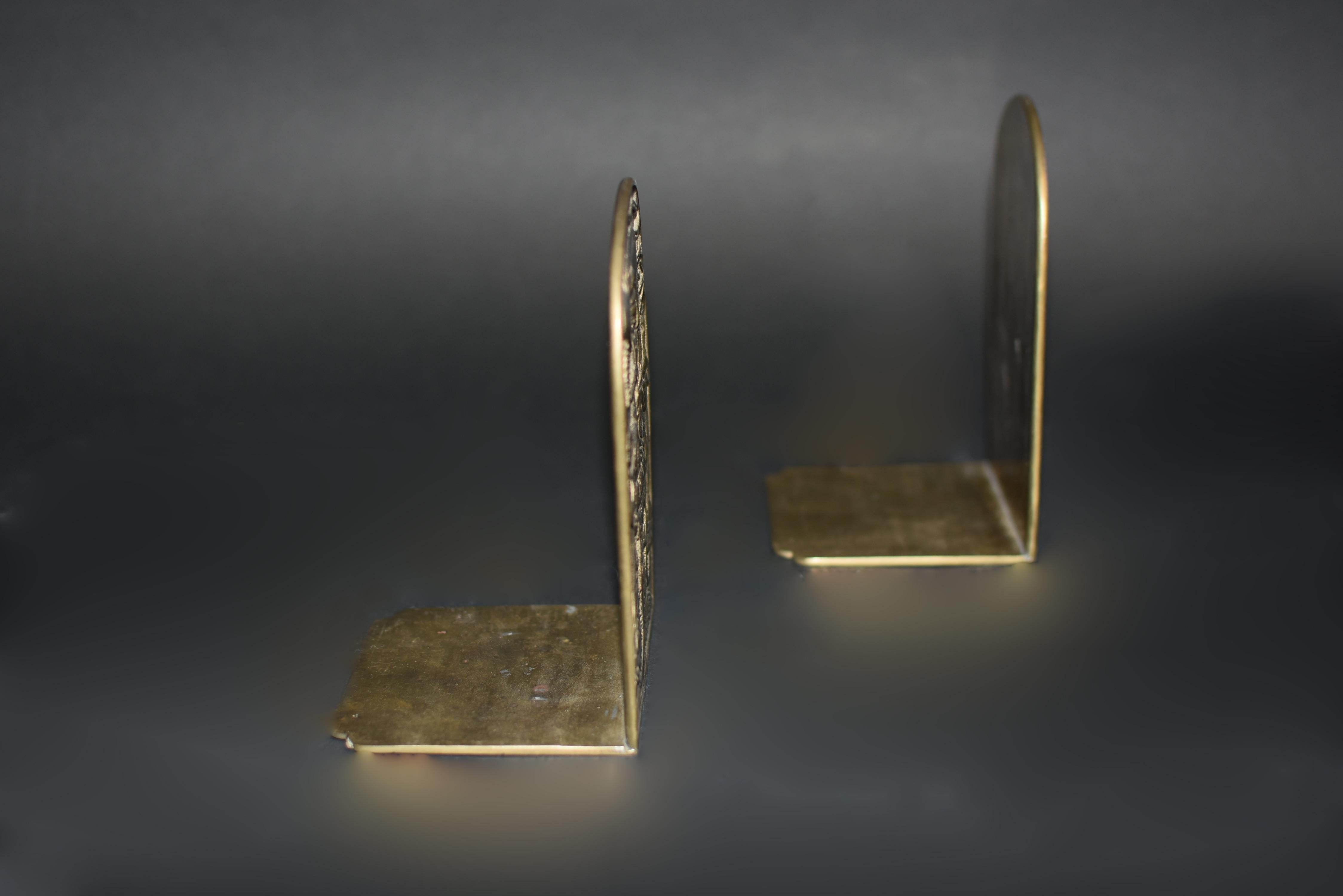 Pair Solid Brass Buddhist Guan Yin Bookends  9