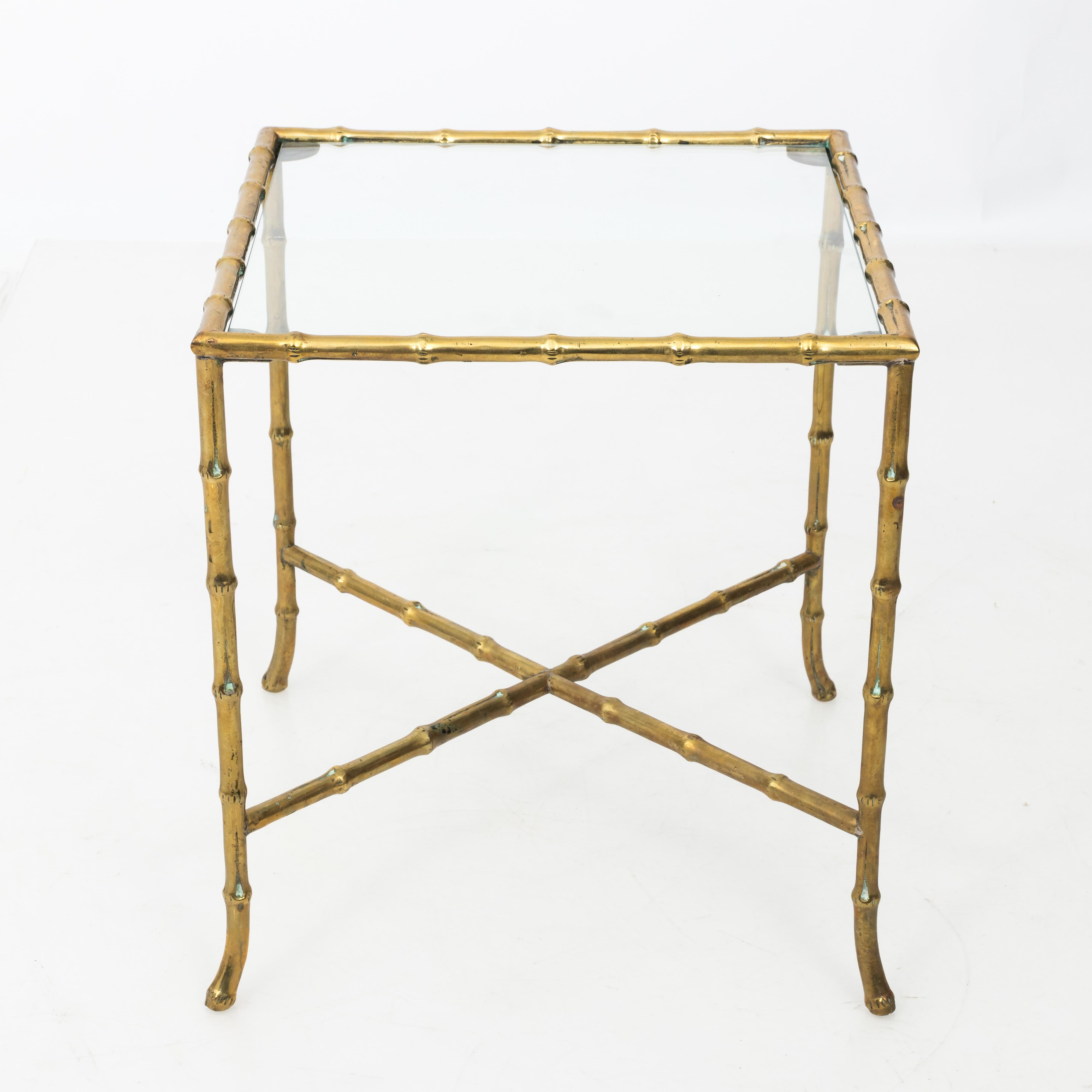 Pair of Solid Brass Faux Bamboo Side Tables Baguès Style 5