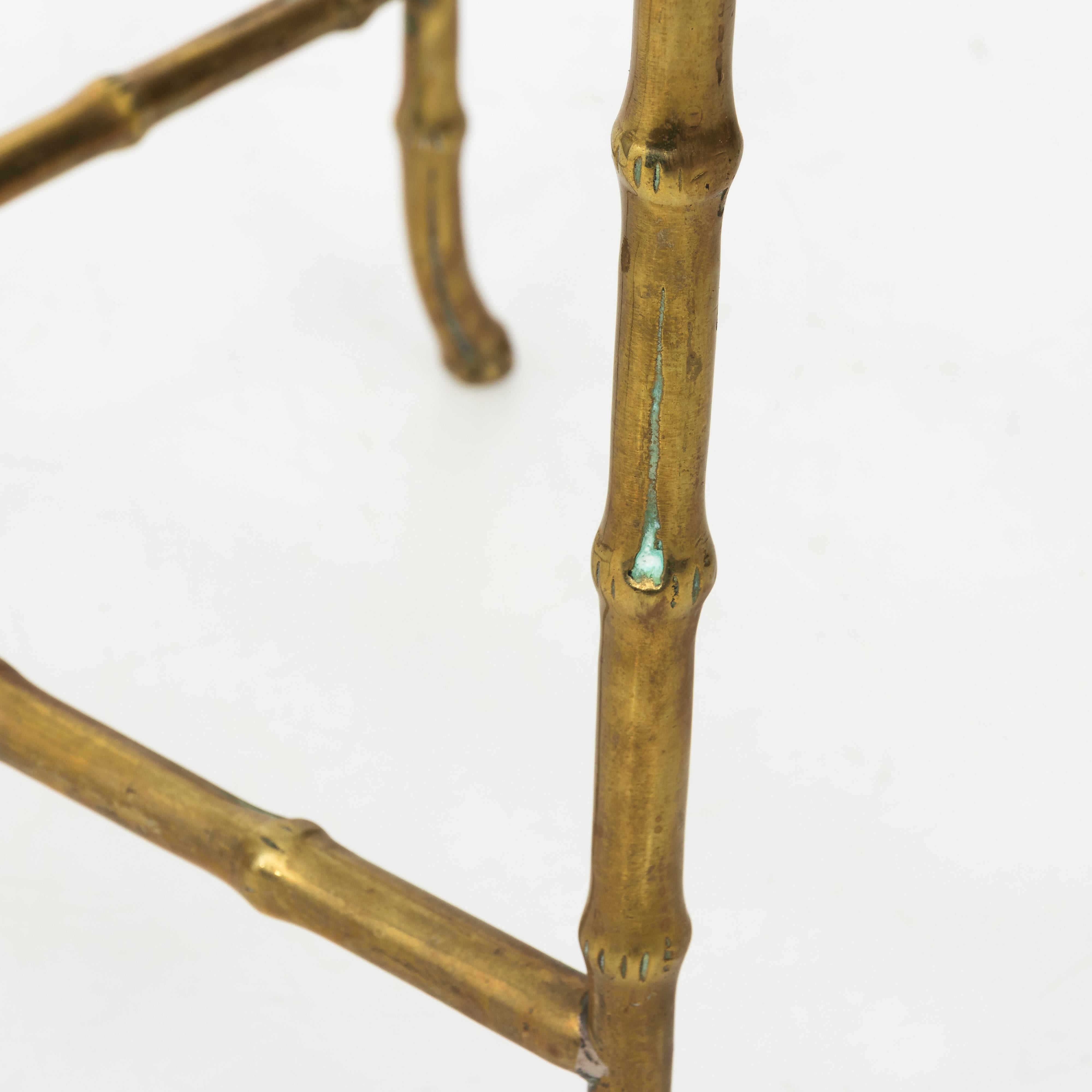 Pair of Solid Brass Faux Bamboo Side Tables Baguès Style 6