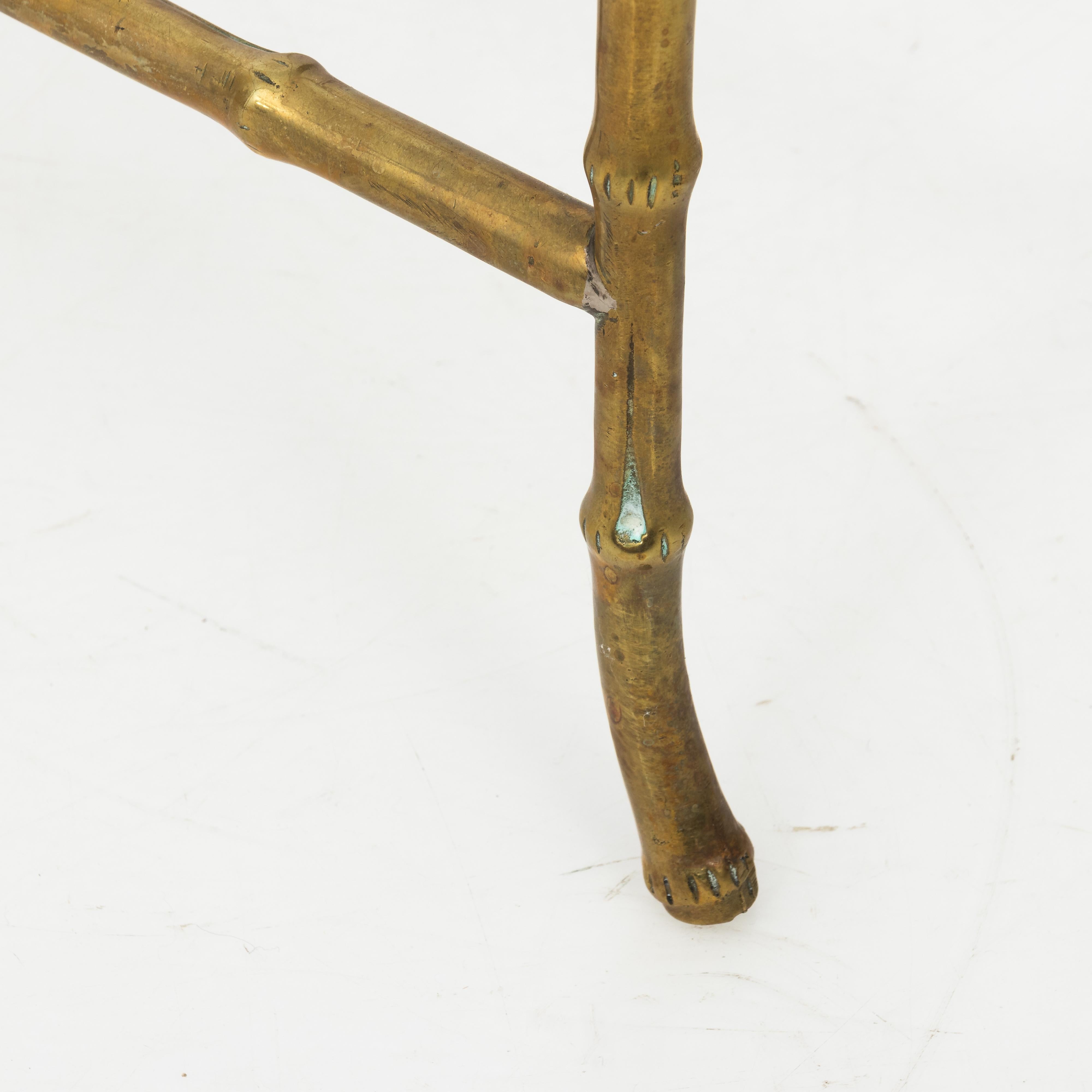 Pair of Solid Brass Faux Bamboo Side Tables Baguès Style 7