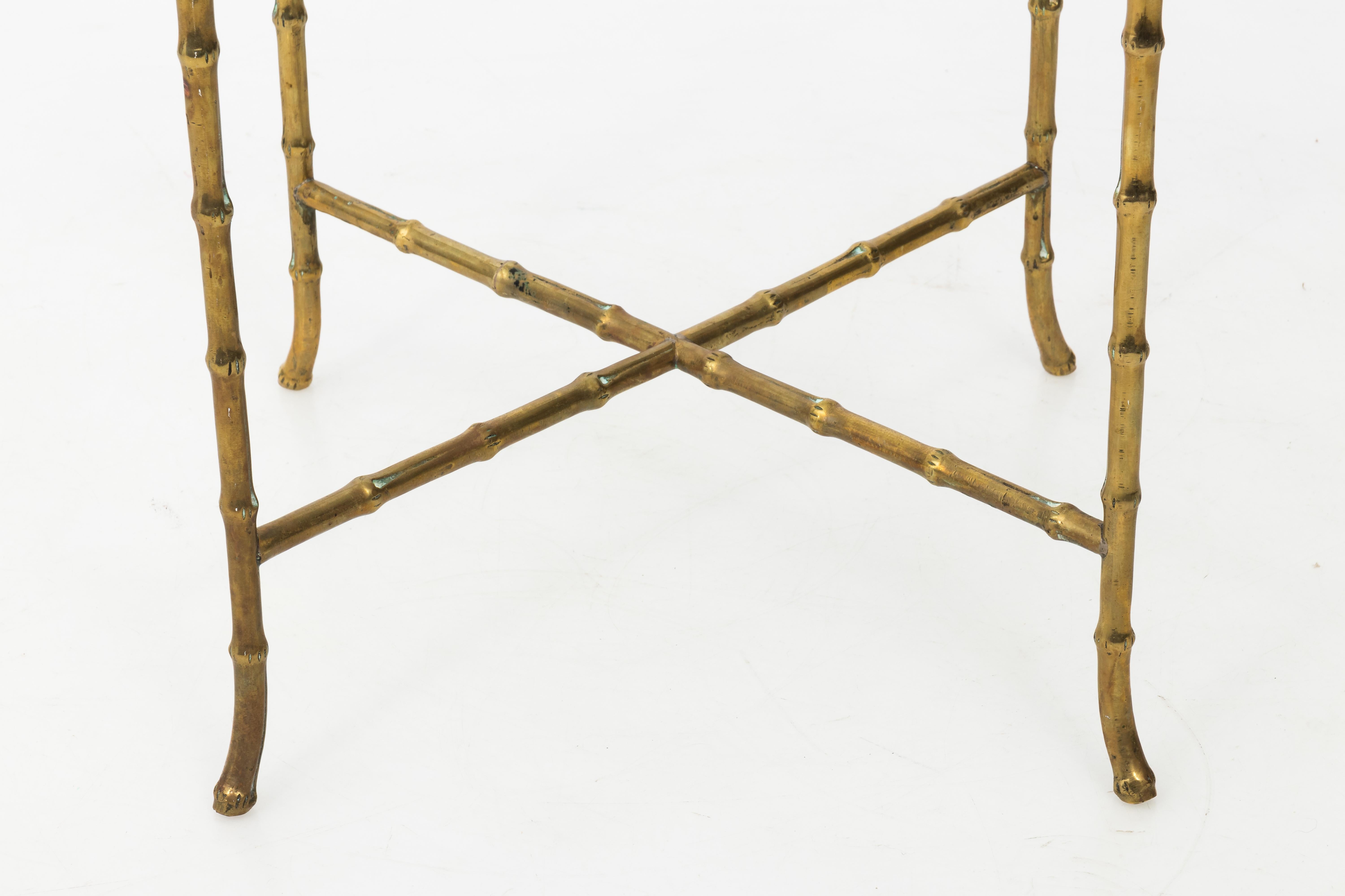 Pair of Solid Brass Faux Bamboo Side Tables Baguès Style 3