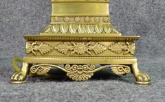 Solid Brass French Regency Fluted Column Lamps with Paw Feet and Anthemia, Pair