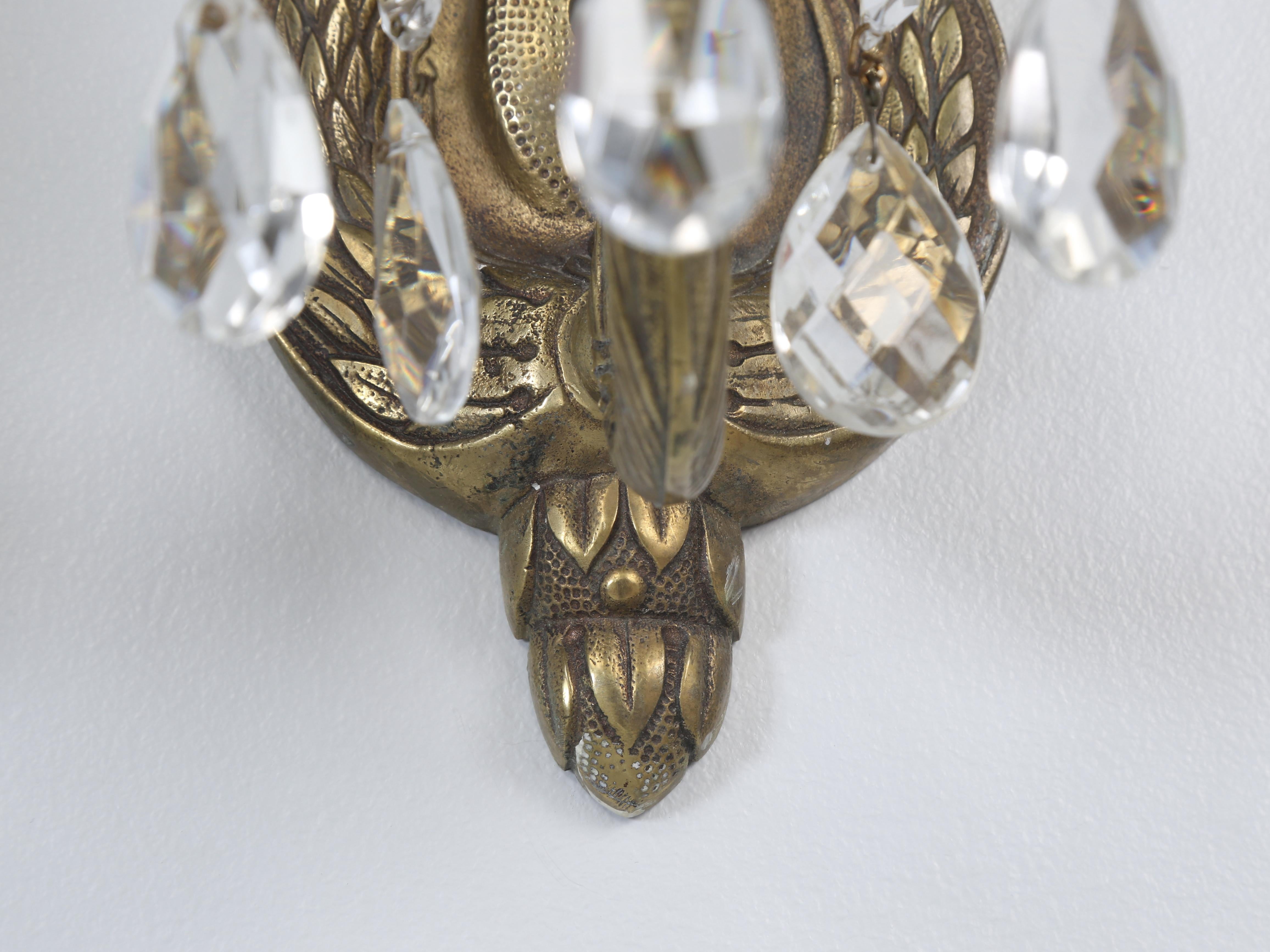 Pair Solid Brass Hand-Made Sconces Removed from a Historic 1908 Home. For Sale 6