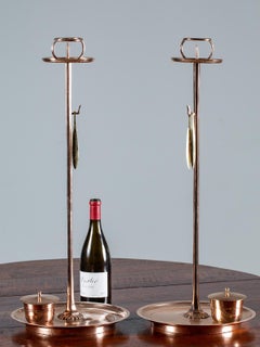 Pair of Solid Bronze "Shokudai" Candle Stands Meiji Period Japan