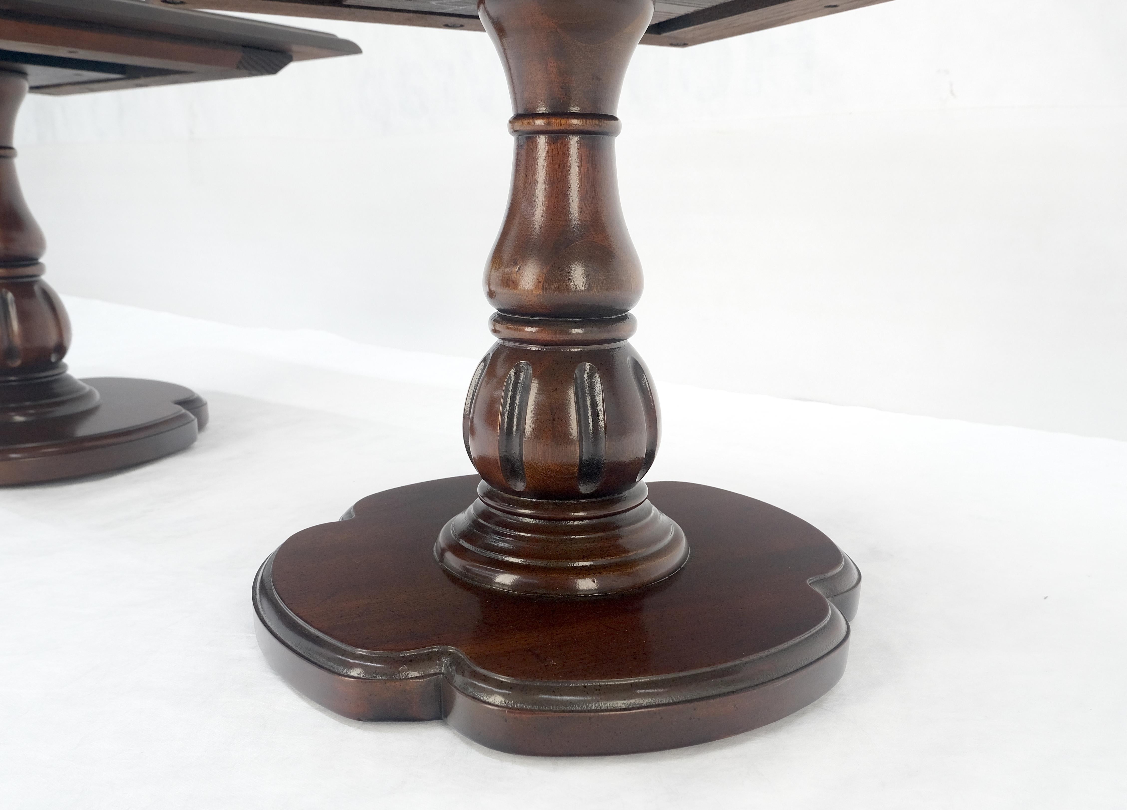 Pair Solid Cherry Dark Espresso Clover Base 21x21 Square Top Side End Lamp Table For Sale 4