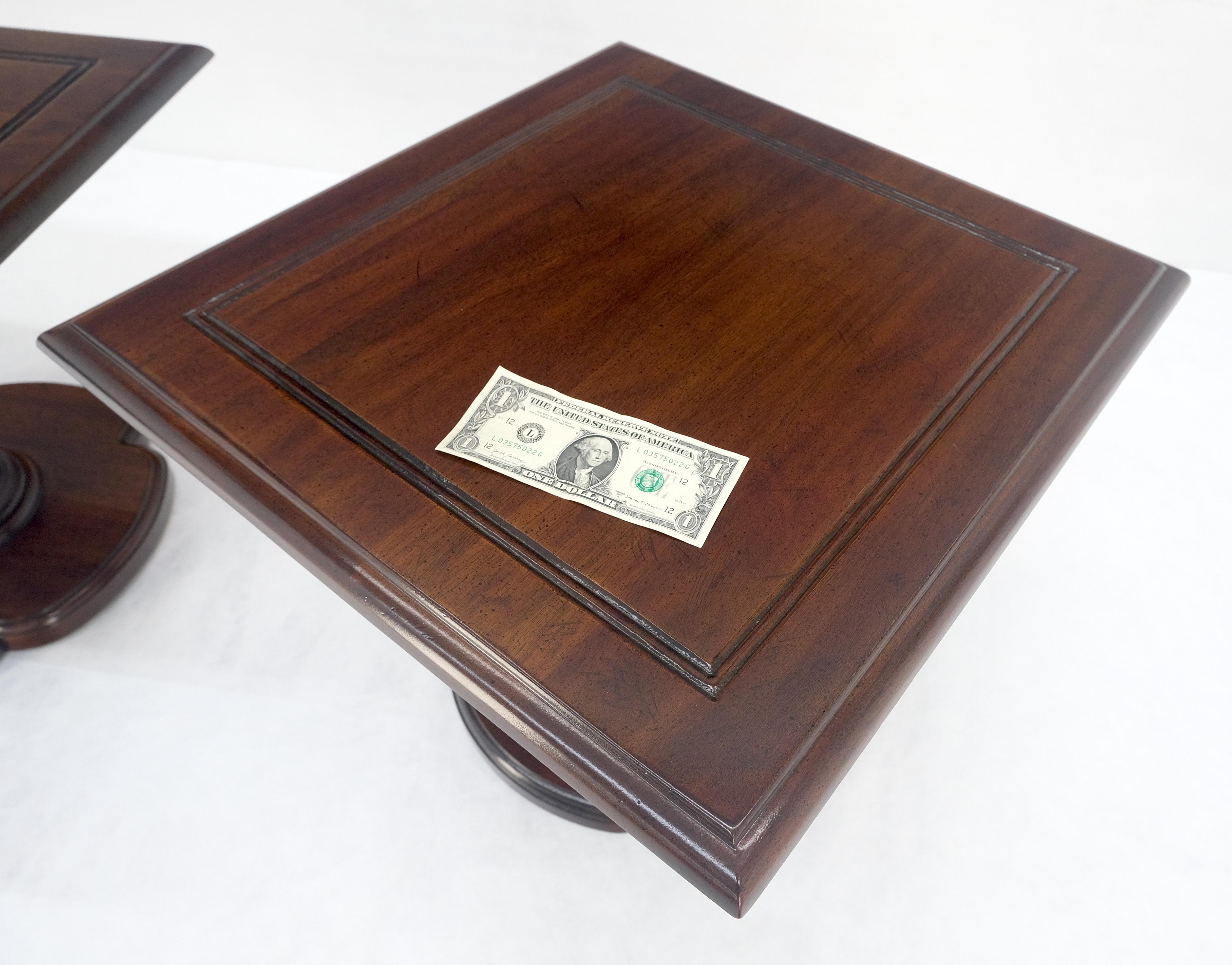 Pair Solid Cherry Dark Espresso Clover Base 21x21 Square Top Side End Lamp Table For Sale 8