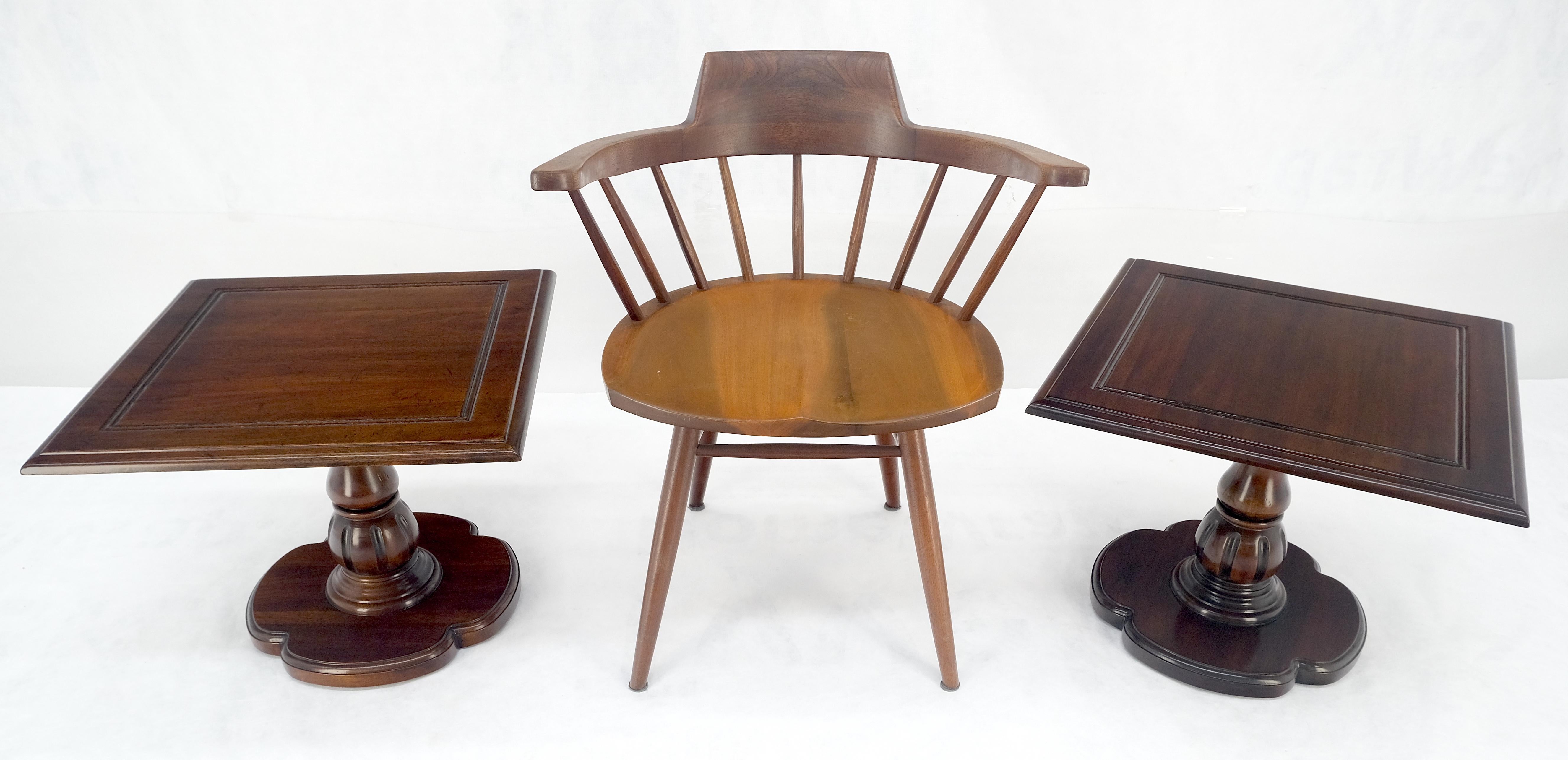 Pair Solid Cherry Dark Espresso Clover Base 21x21 Square Top Side End Lamp Tables MINT