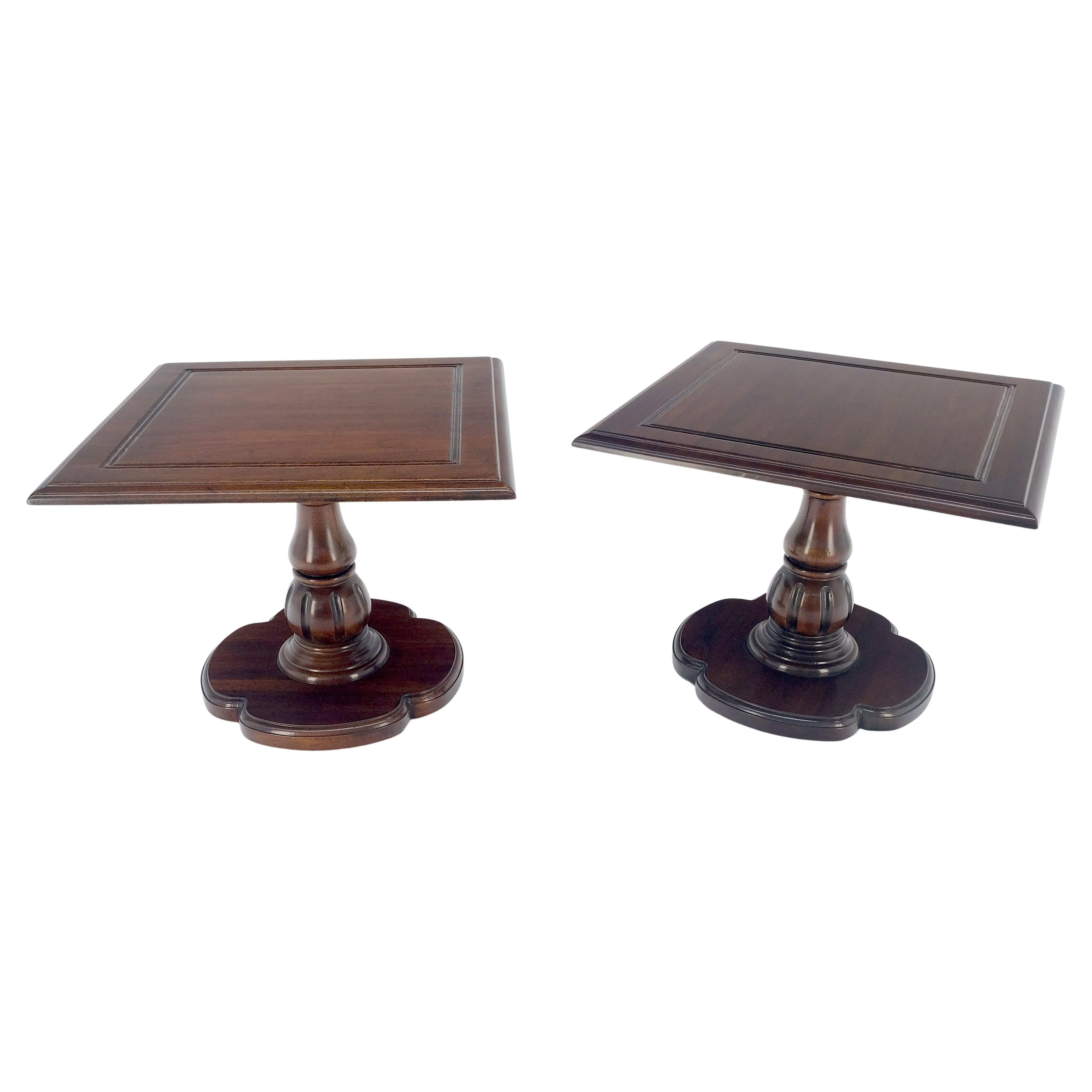 Pair Solid Cherry Dark Espresso Clover Base 21x21 Square Top Side End Lamp Table