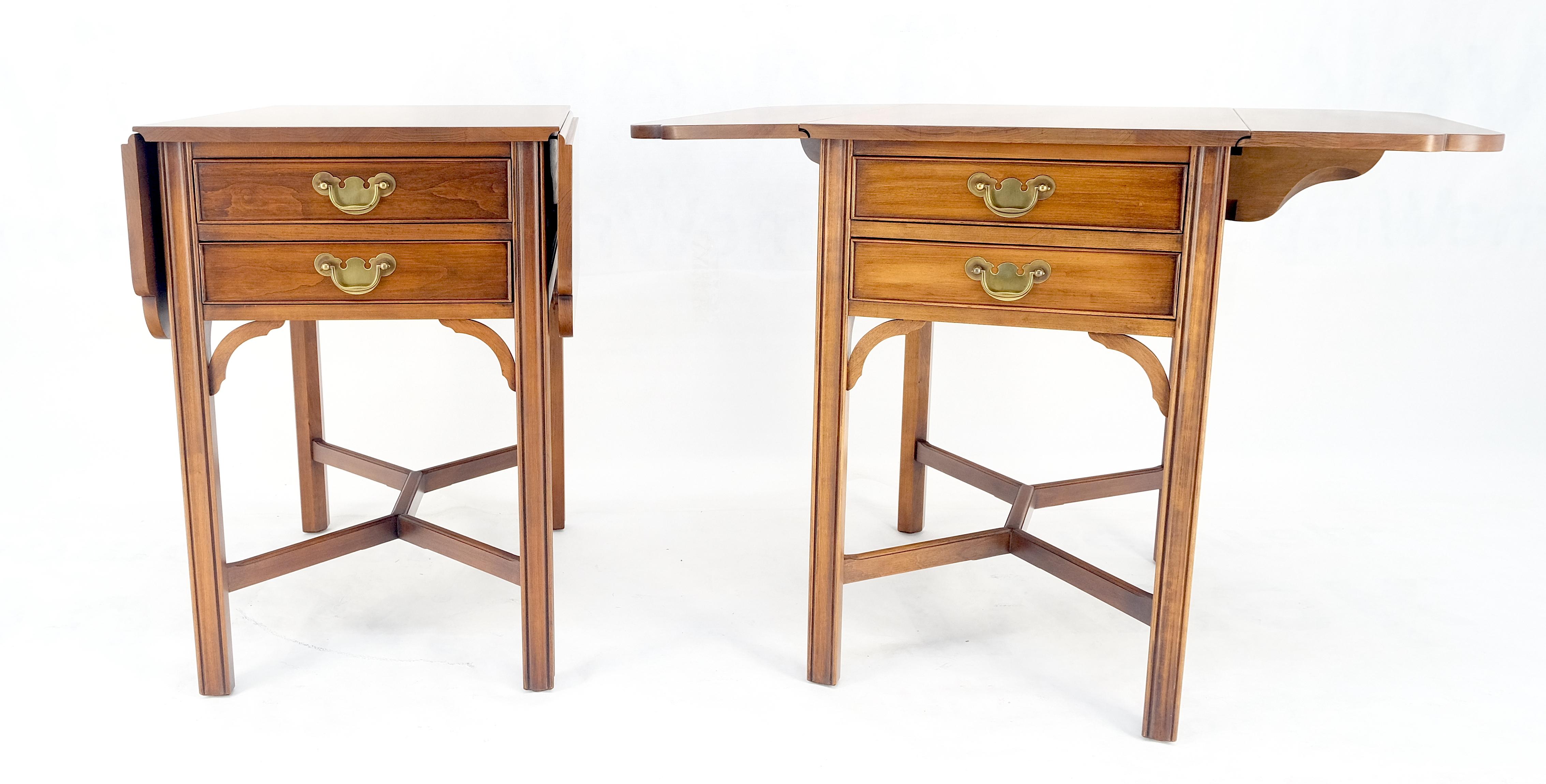 Pair Solid Cherry Drop Leaf Brass Hardware 