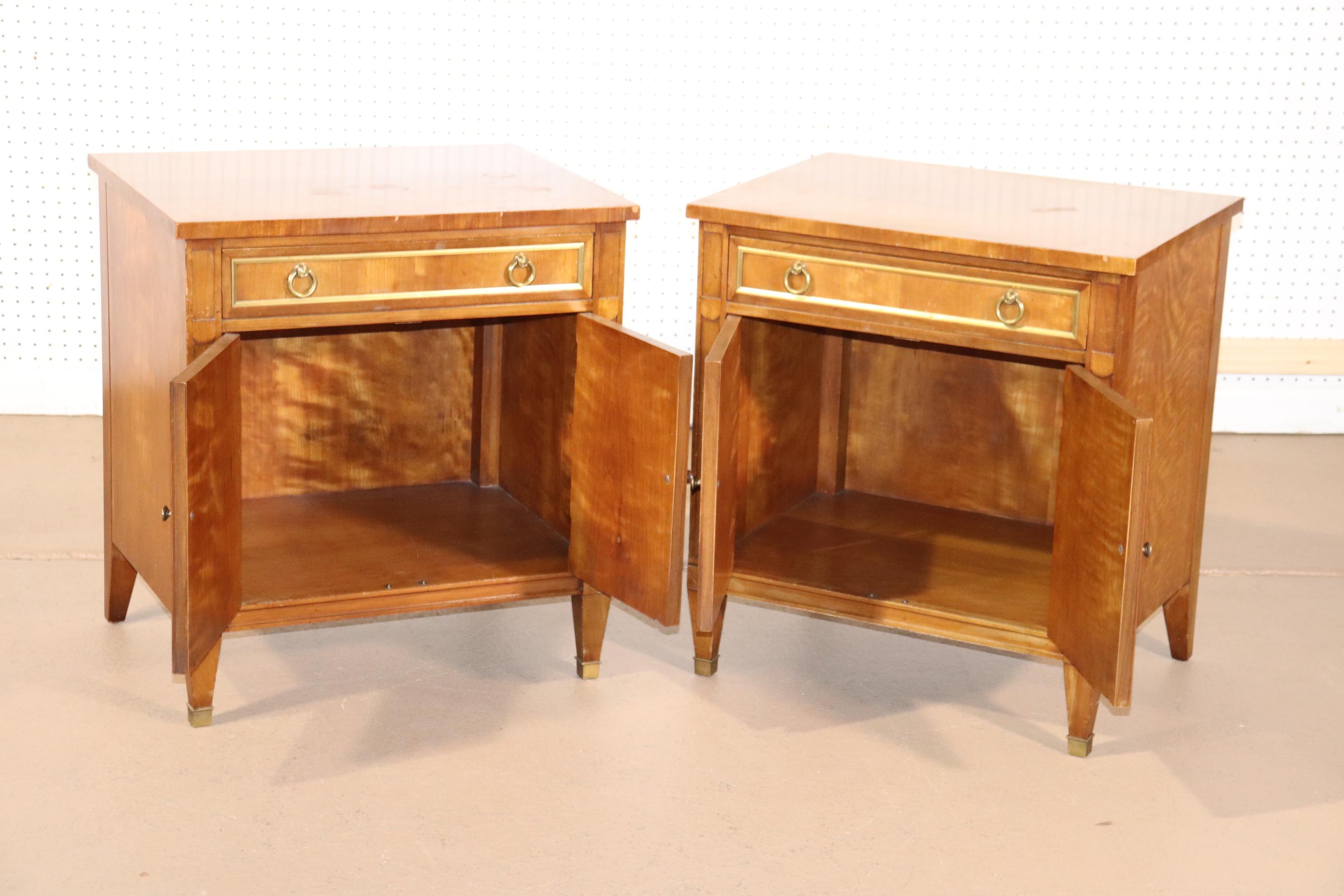 Pair of Solid Cherry Kindel Belvedere French Directoire Style Nightstands 5