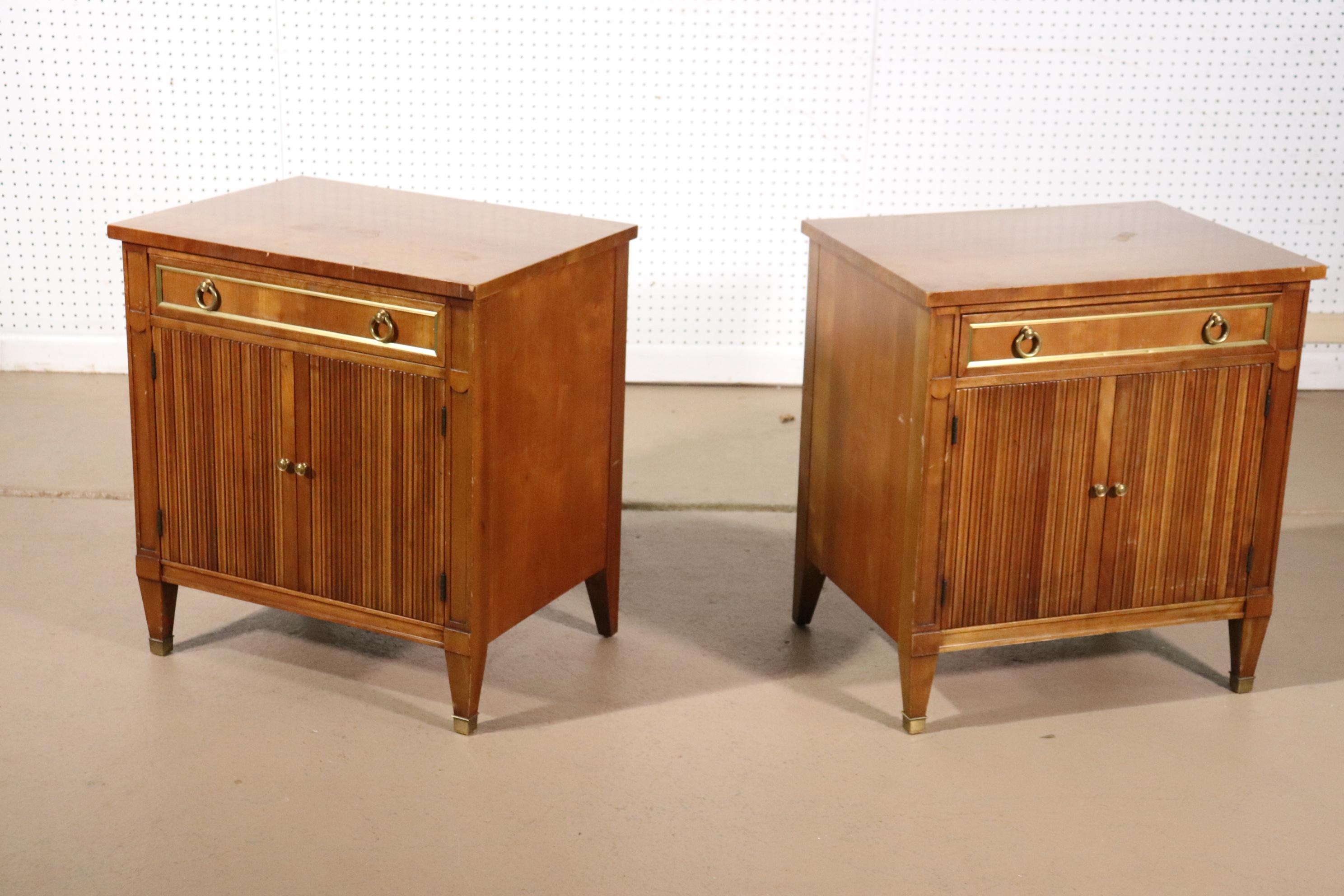 Pair of Solid Cherry Kindel Belvedere French Directoire Style Nightstands 8