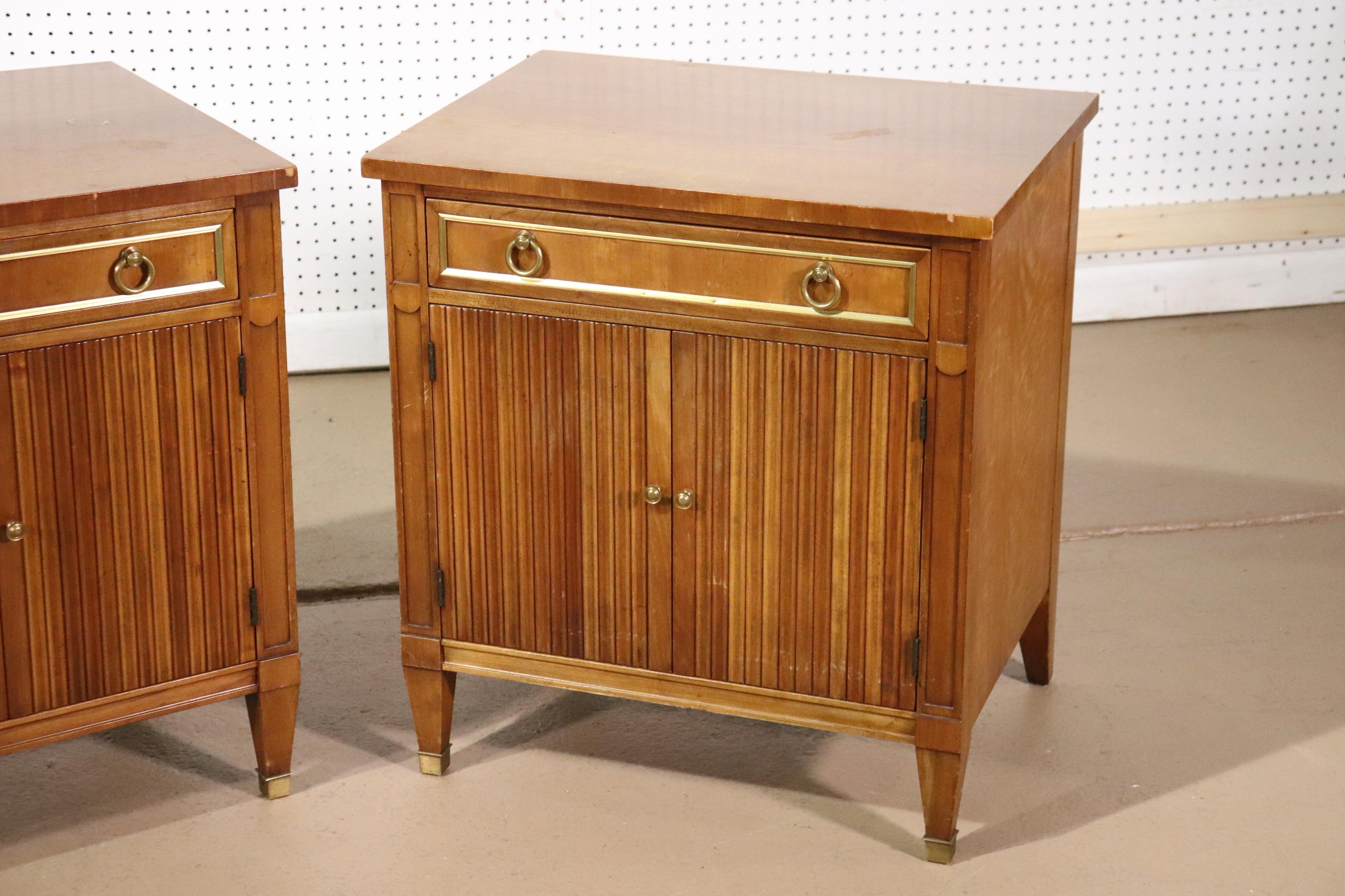Mid-20th Century Pair of Solid Cherry Kindel Belvedere French Directoire Style Nightstands