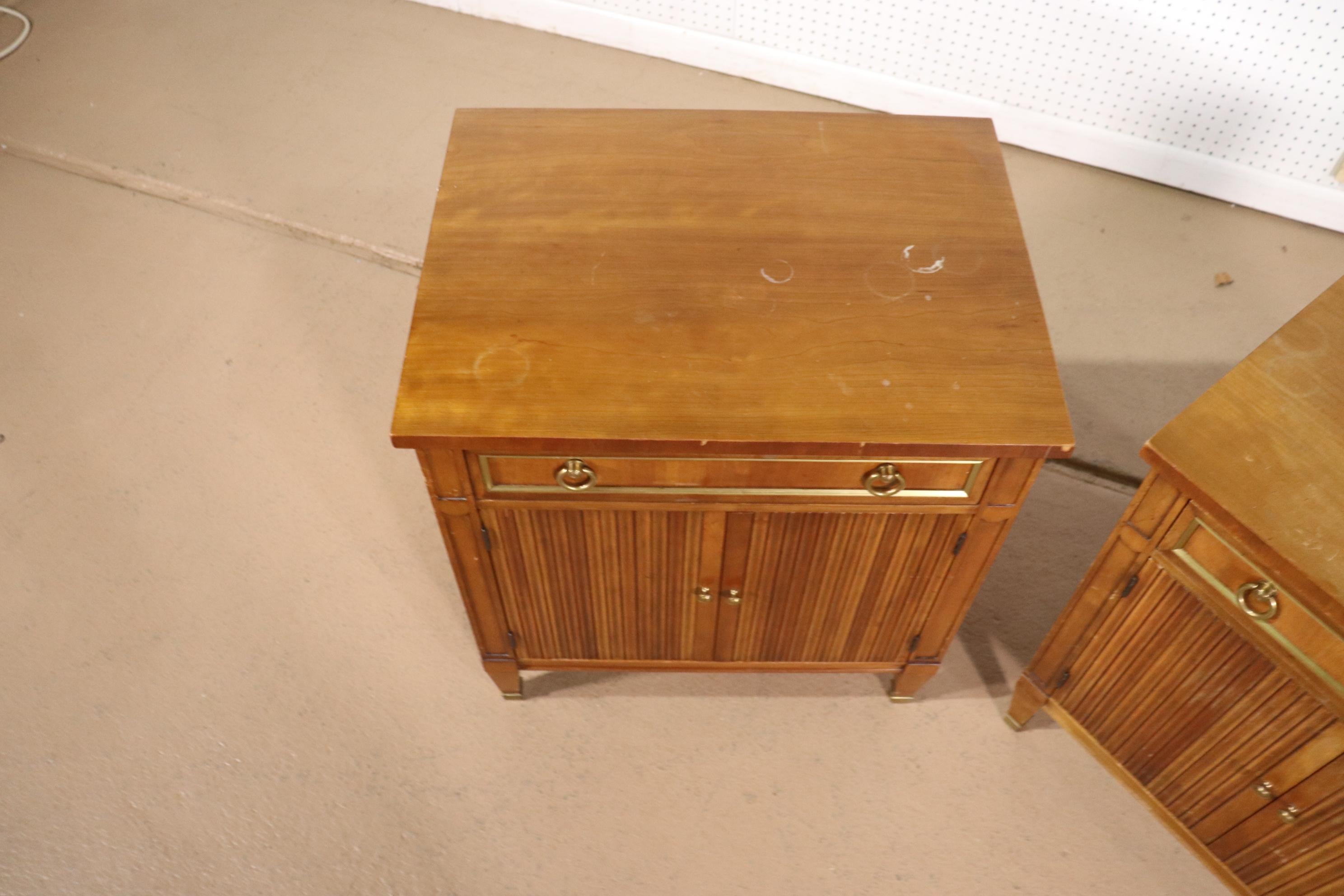 Pair of Solid Cherry Kindel Belvedere French Directoire Style Nightstands 3