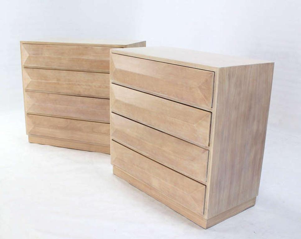 Pair Solid Mahogany Raised Front Mid Century Modern Bleached Bachelor Chest MINT For Sale 1
