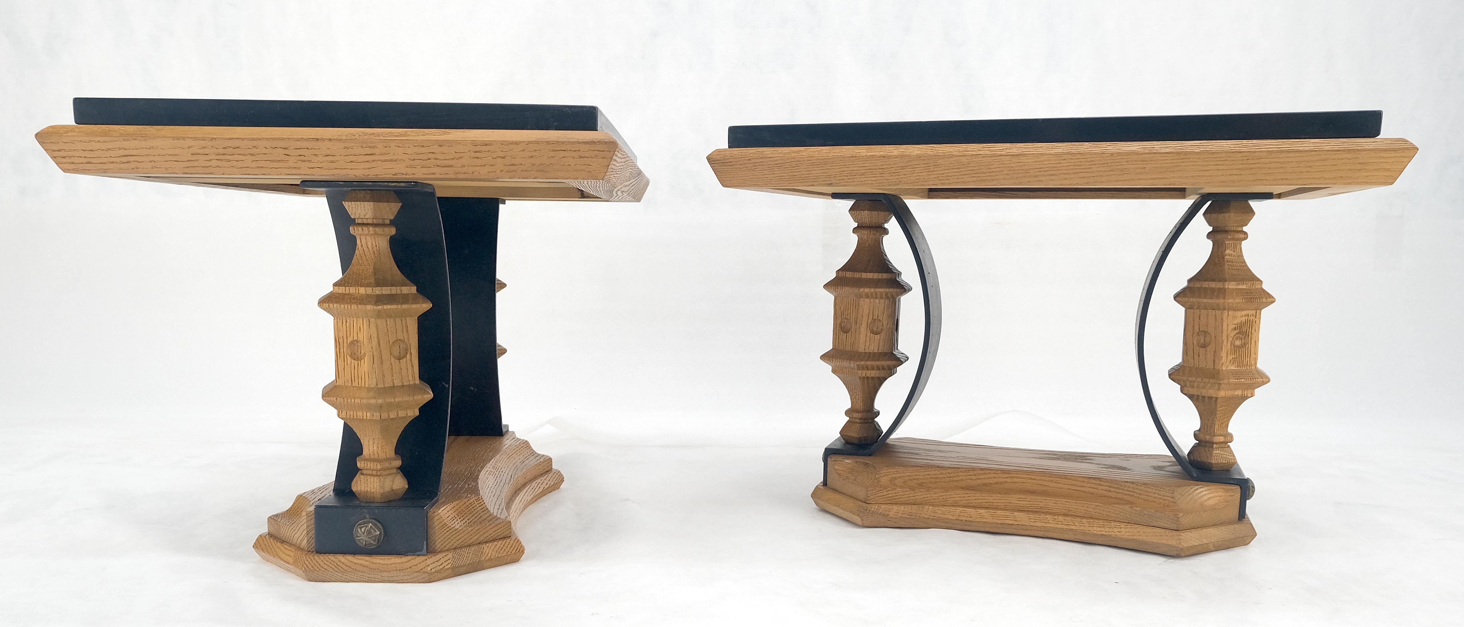American Pair Solid Oak Bases Etched Patterns 3/4