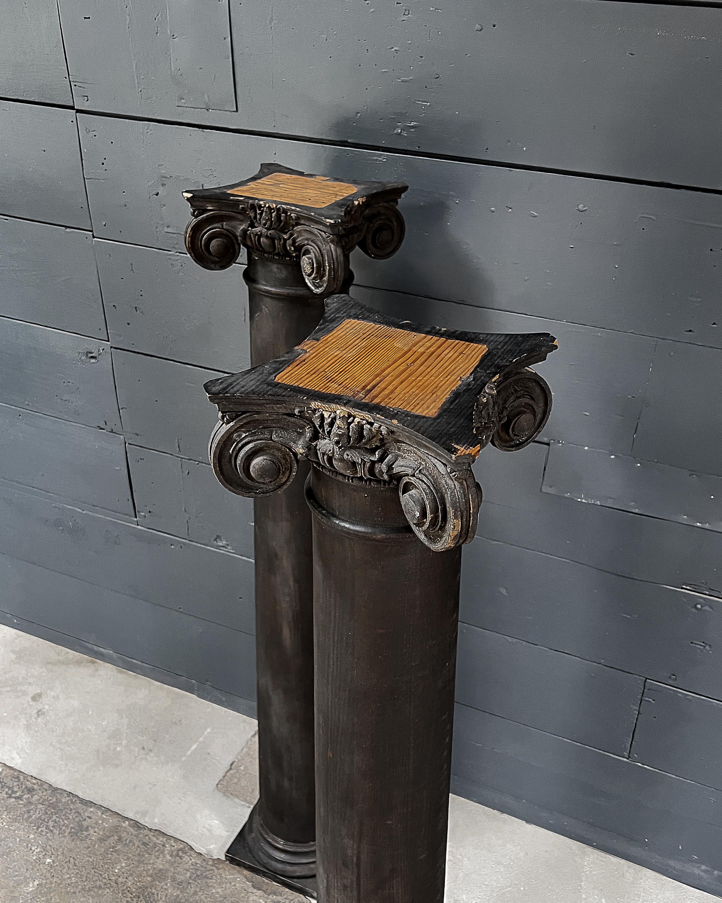 'Pair' Solid Reclaimed Ionic Columns For Sale 4